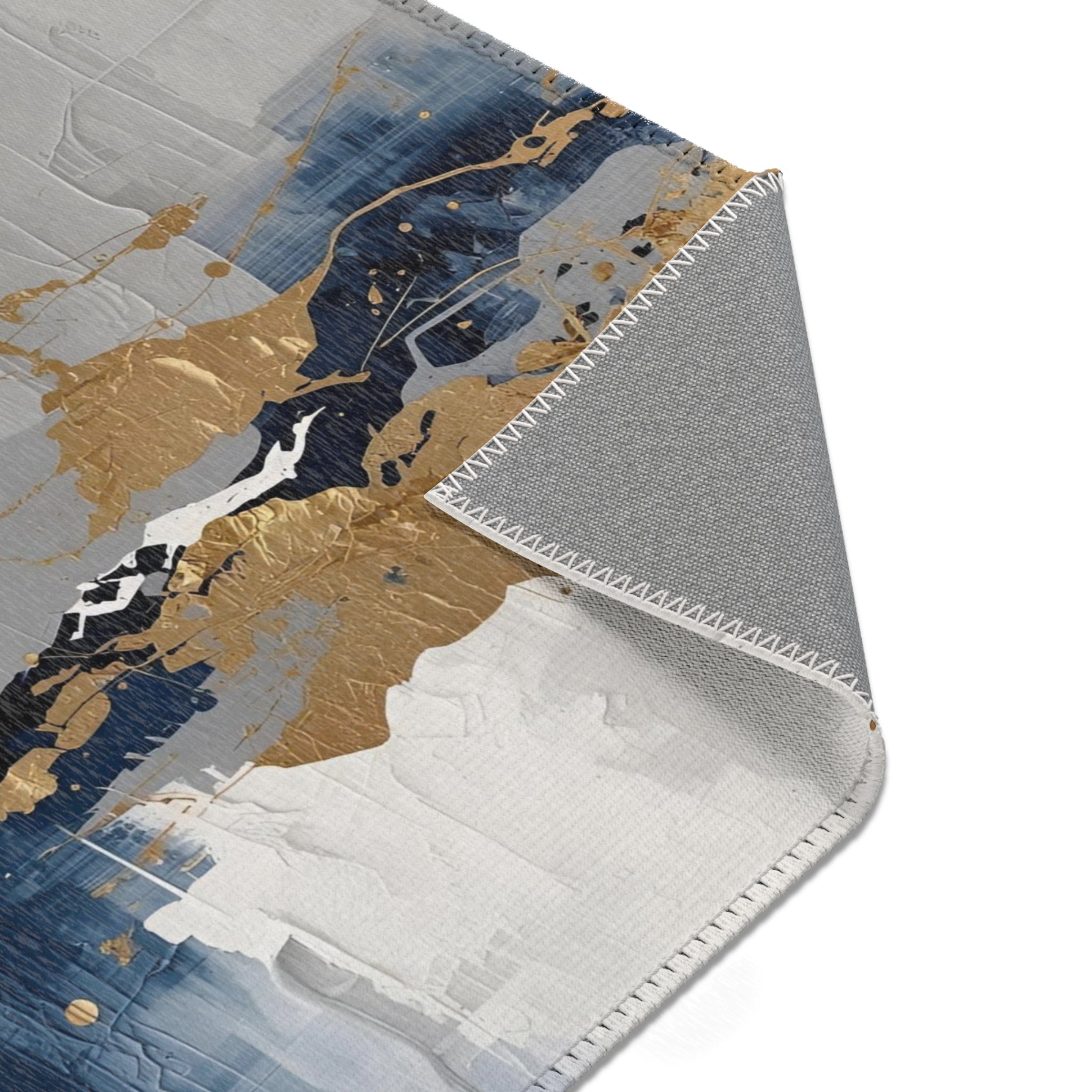 Abstract Area Rug | Blue Grey White, Beige Watercolor