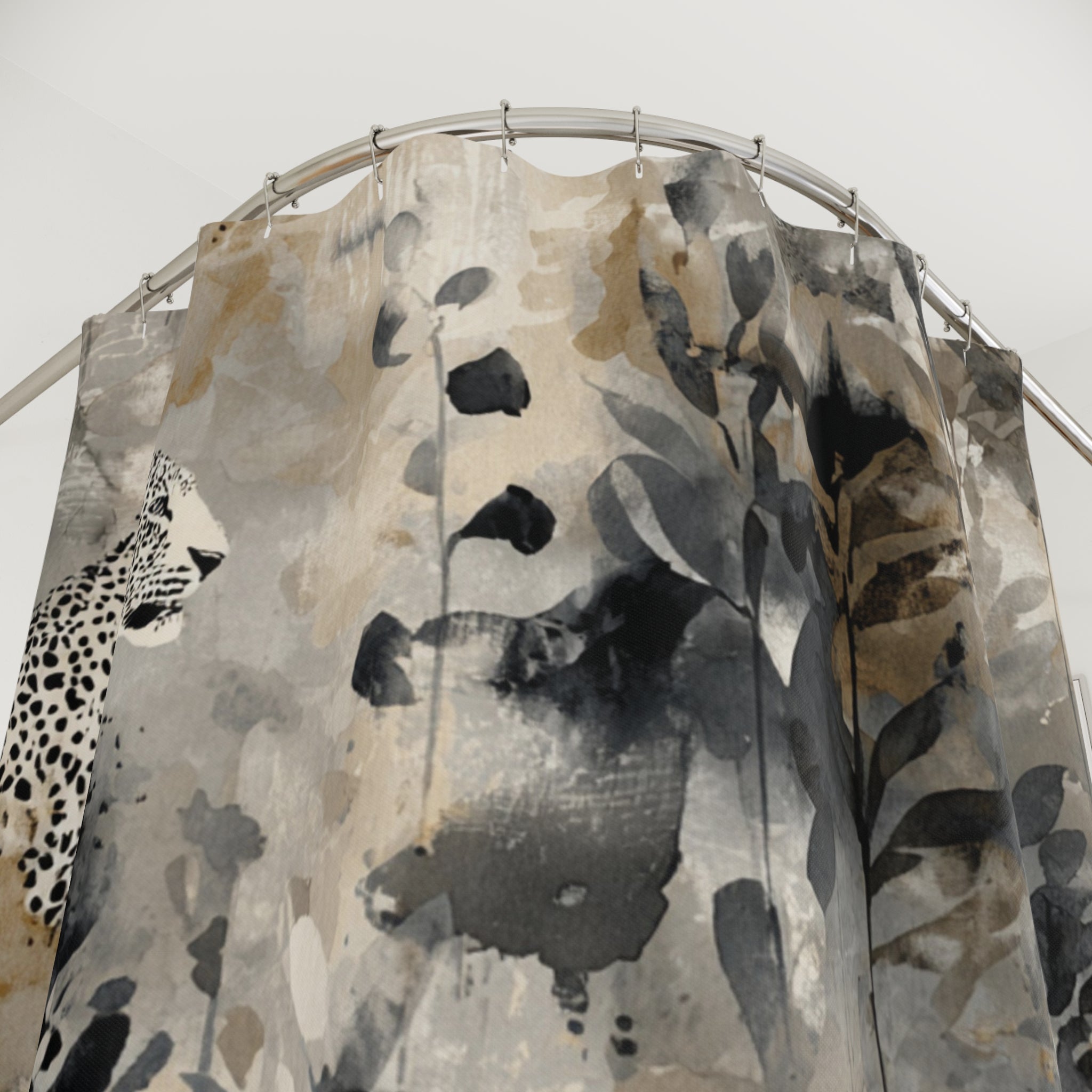 Jungle Shower Curtain | Neutral Earthy Leopard