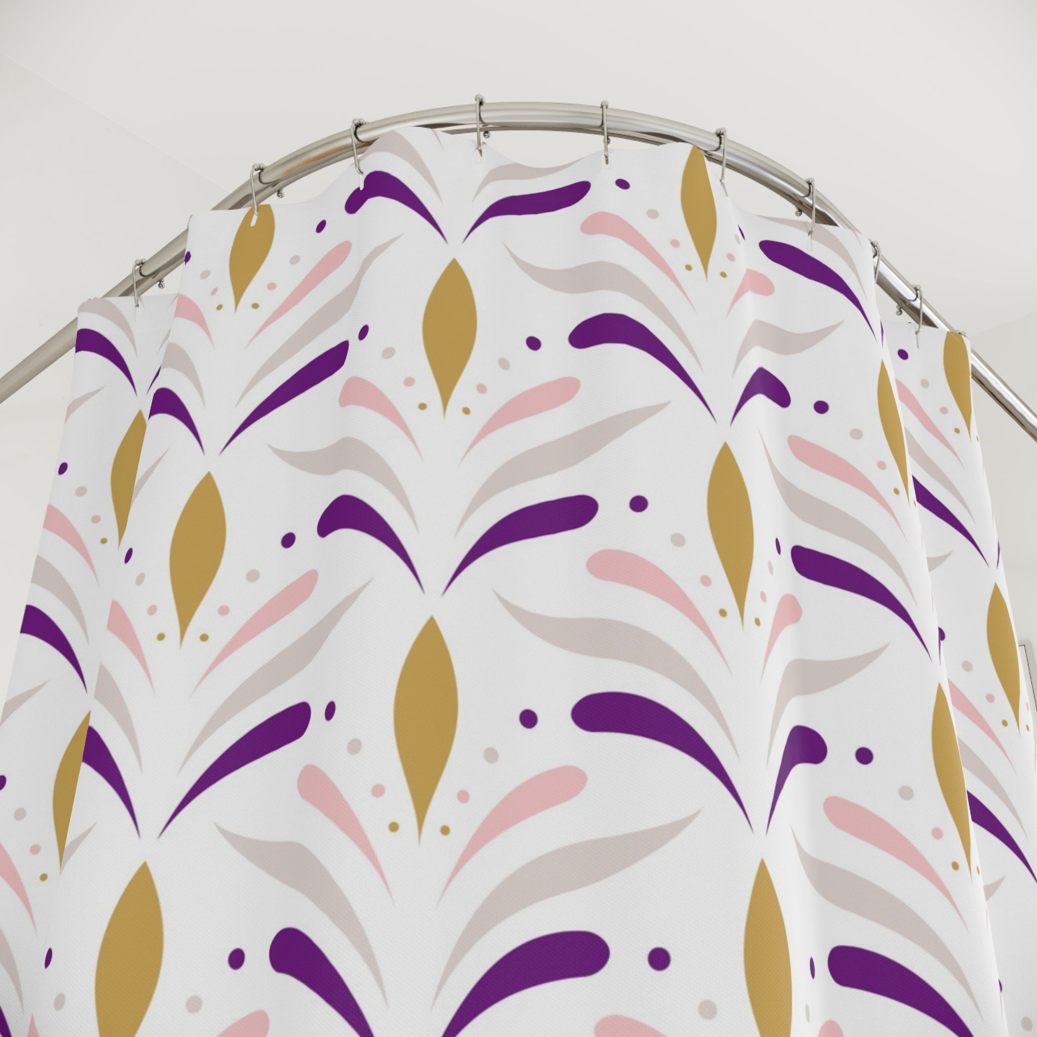 Art Deco Shower Curtain | White, Pink Purple, Beige Bath Curtain