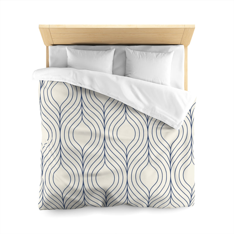 Art Deco Duvet Cover | Cream, Navy Blue Bedding Blanket Cover