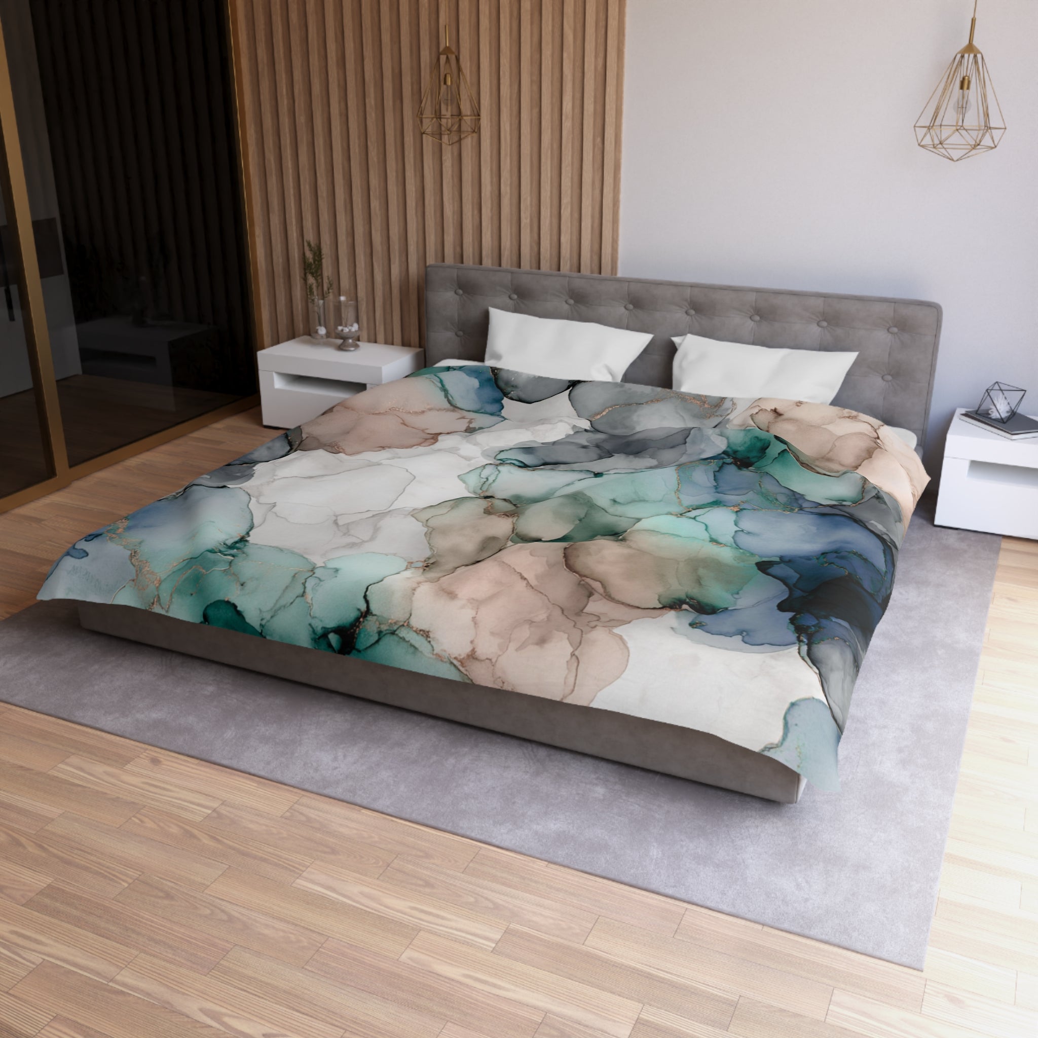 Abstract Duvet, Pillow Cover | Blue Blush Comforter, Modern Organic Bedroom Decor