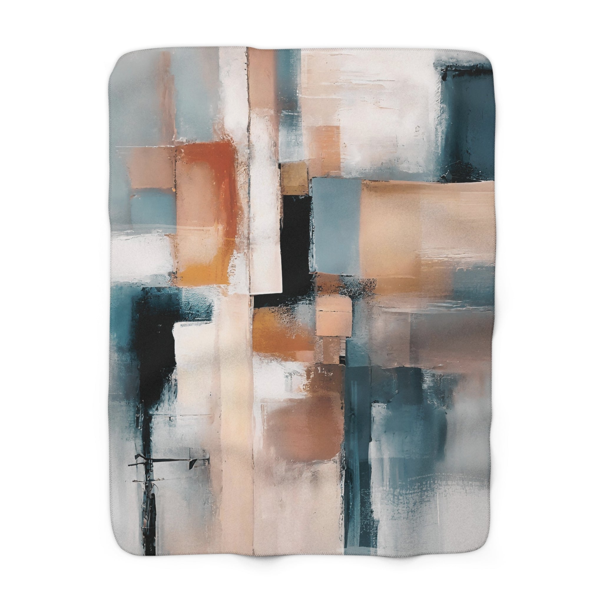 Abstract Throw Blanket | Navy Blue Beige White