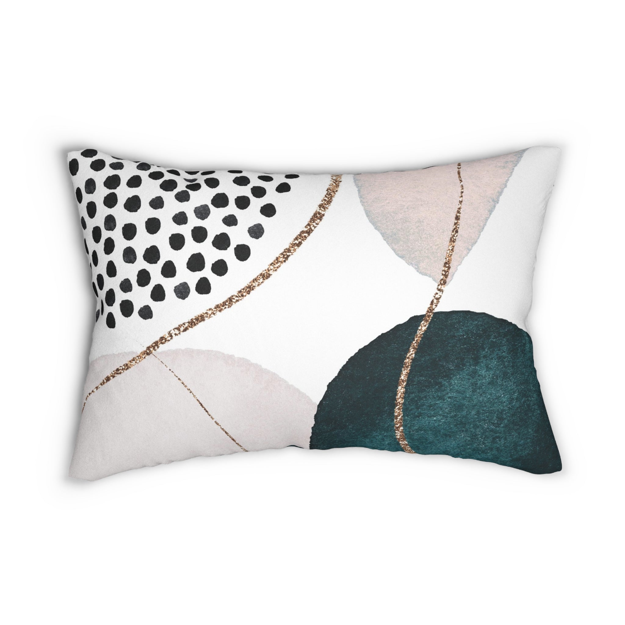 Abstract Lumbar Pillow | Grey White Blush Beige