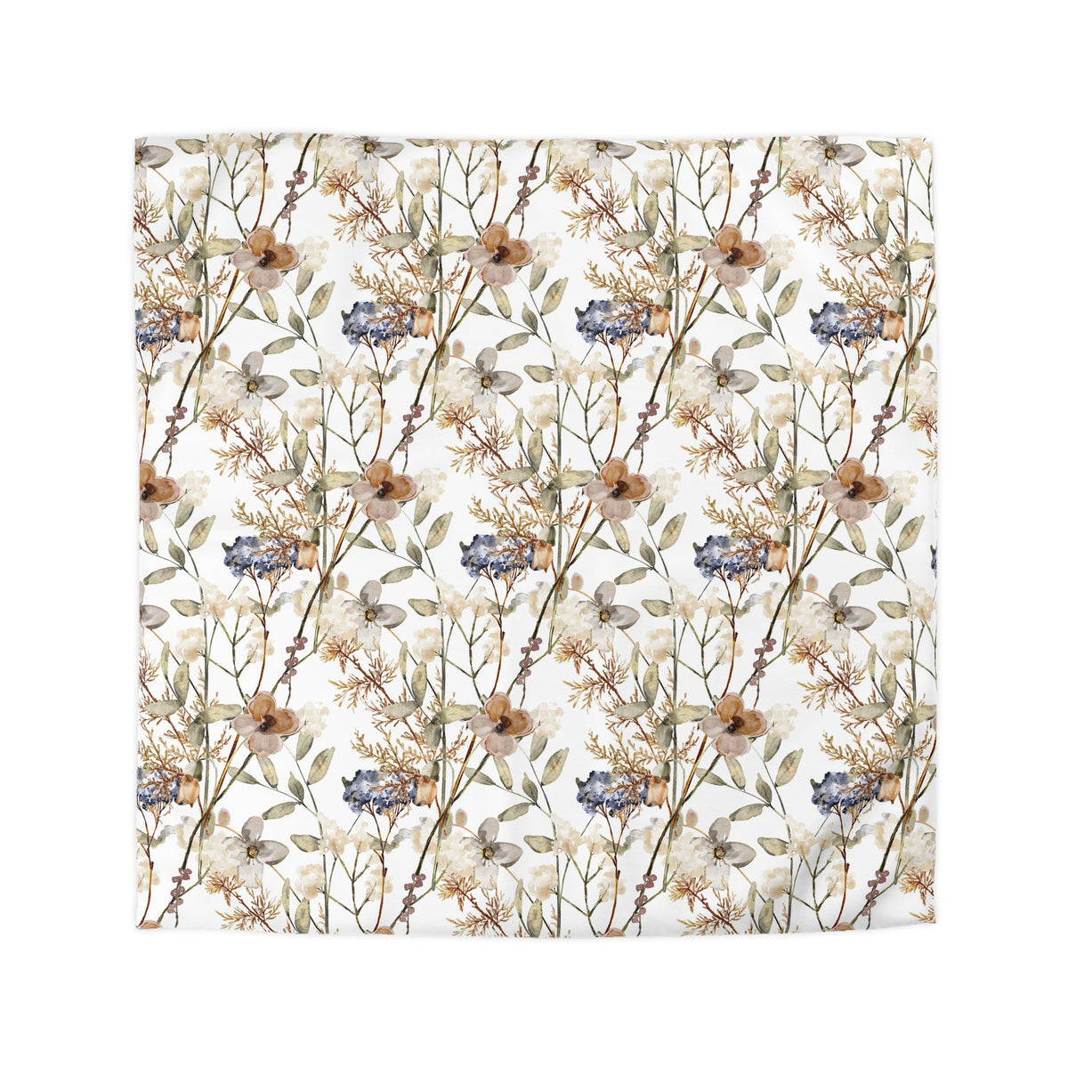 a repeating pattern of flowers and leaves on a white background.