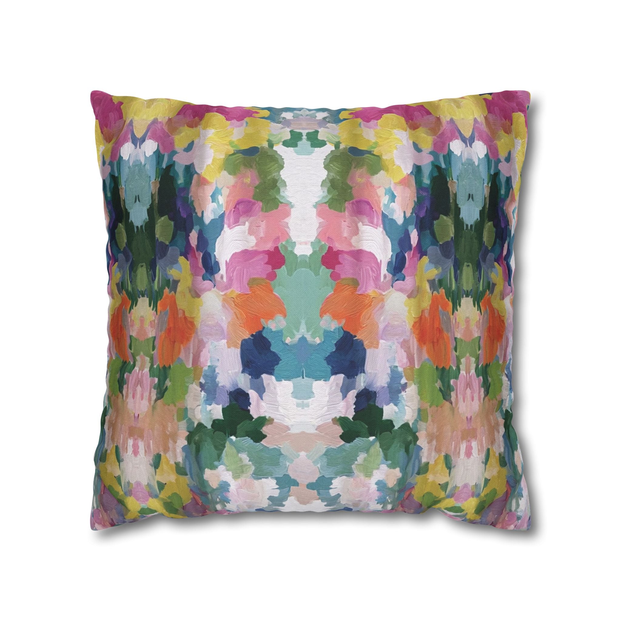 Mirrored Art Throw Pillow Cover | Colorful Abstract Watercolor