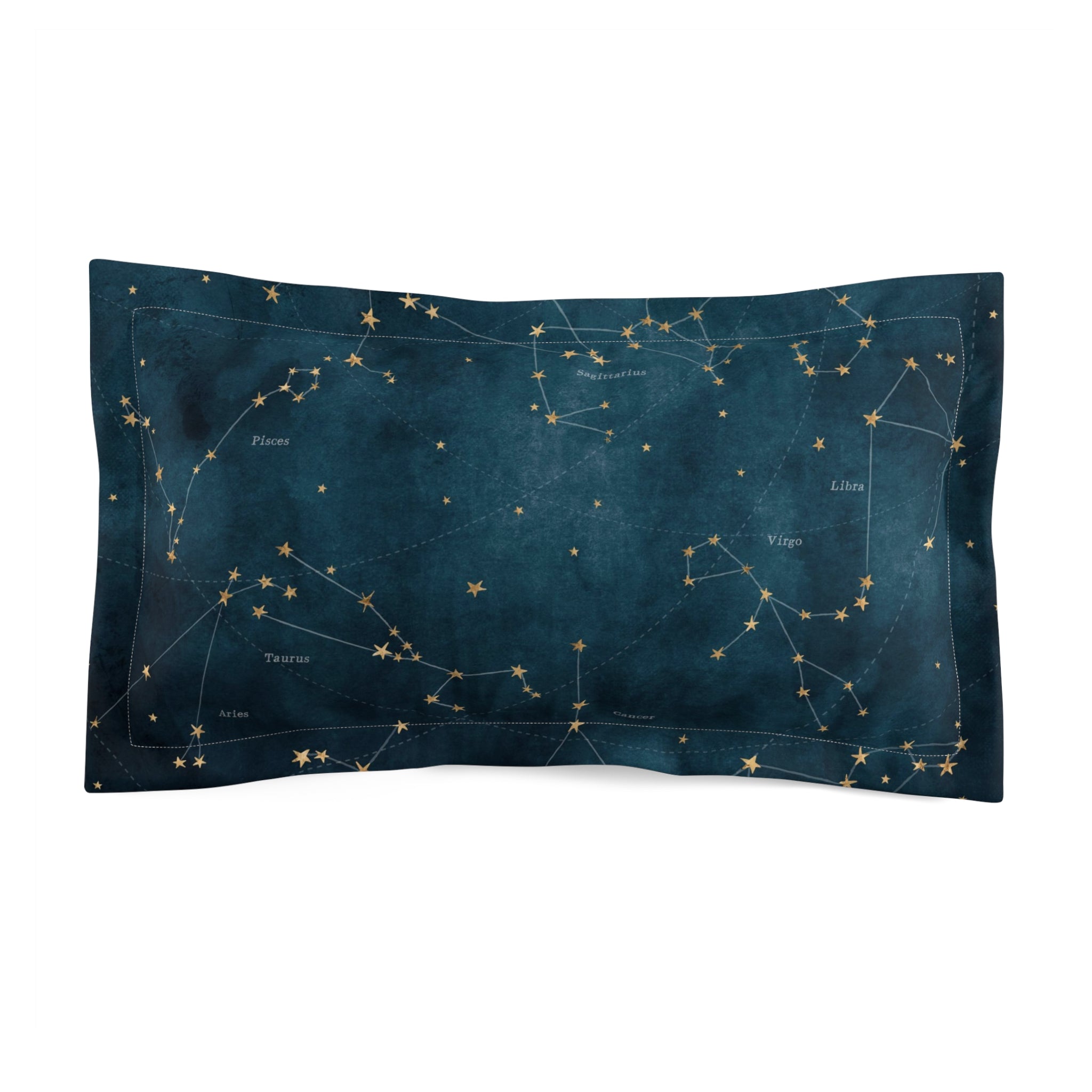 Bedding Pillow Sham | Cosmic Dark Teal Blue Zodiac Home Decor