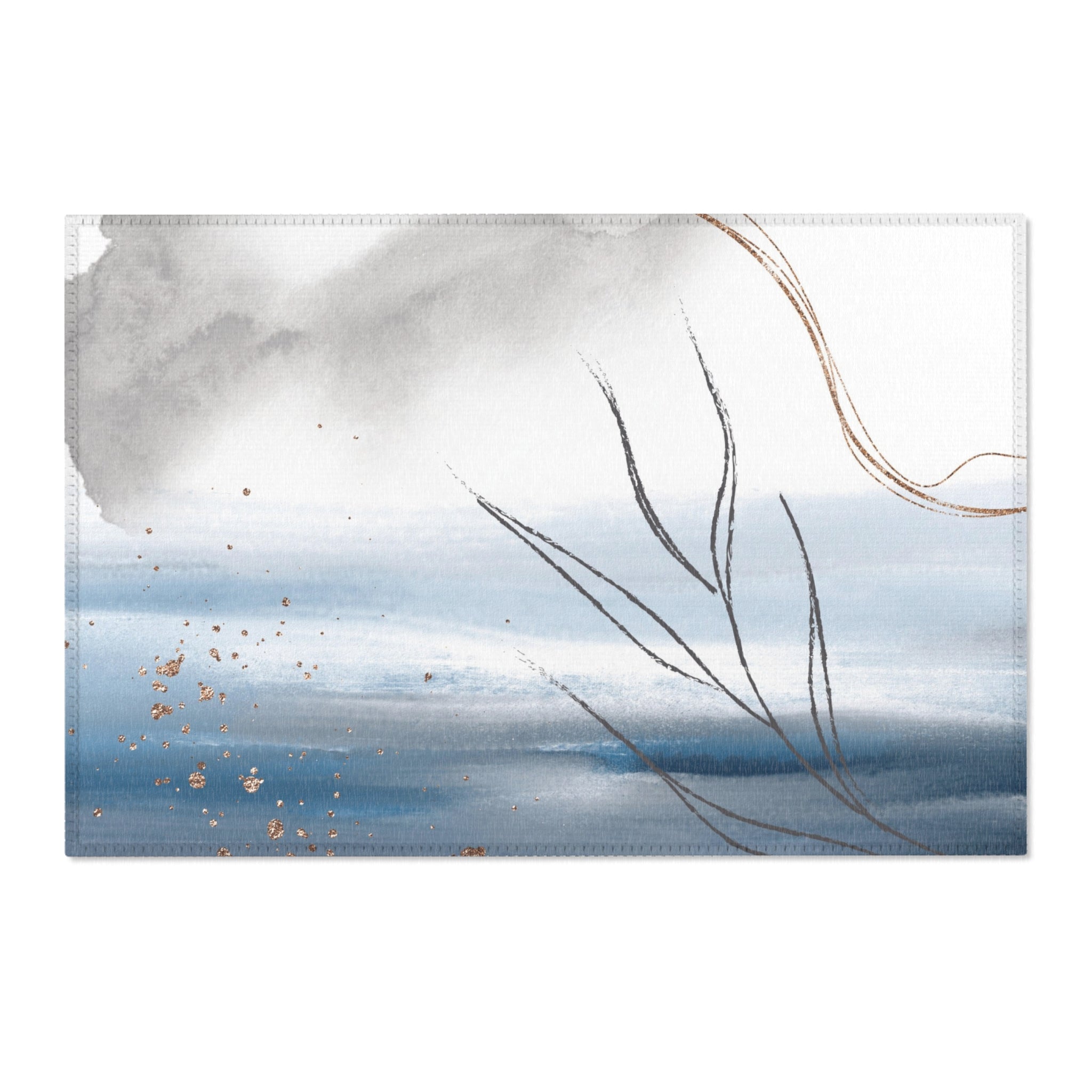 Abstract Minimalist Area Rug | Blue Grey, Ombre Rug