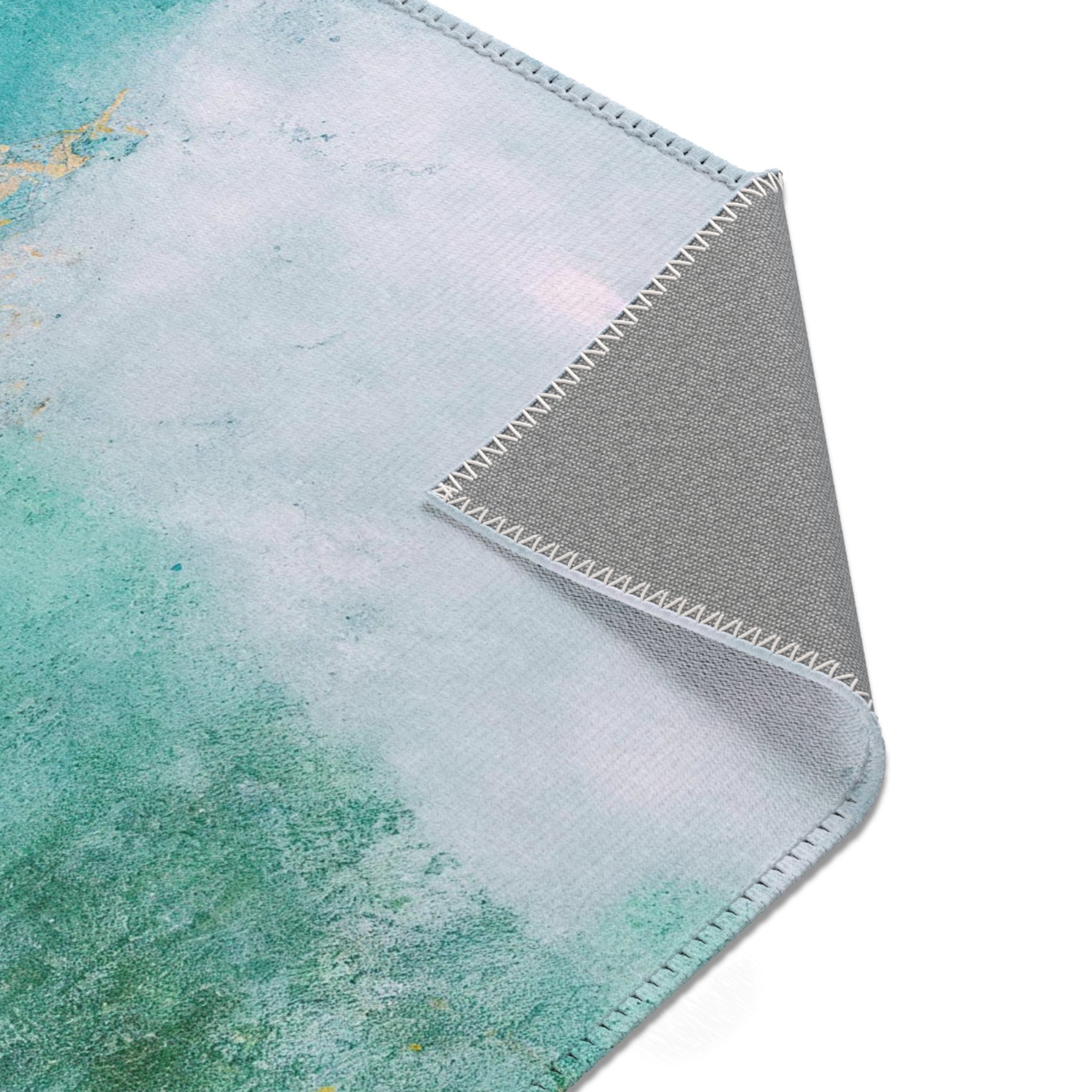 Abstract Large Area Rug | Rustic Sage, Mint Green, Fade Blue