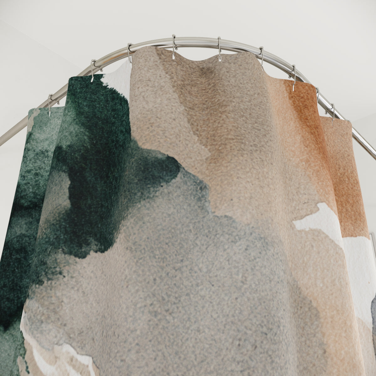 Sage Terracotta Abstract Shapes Shower Curtain, Bath Curtain 71x74