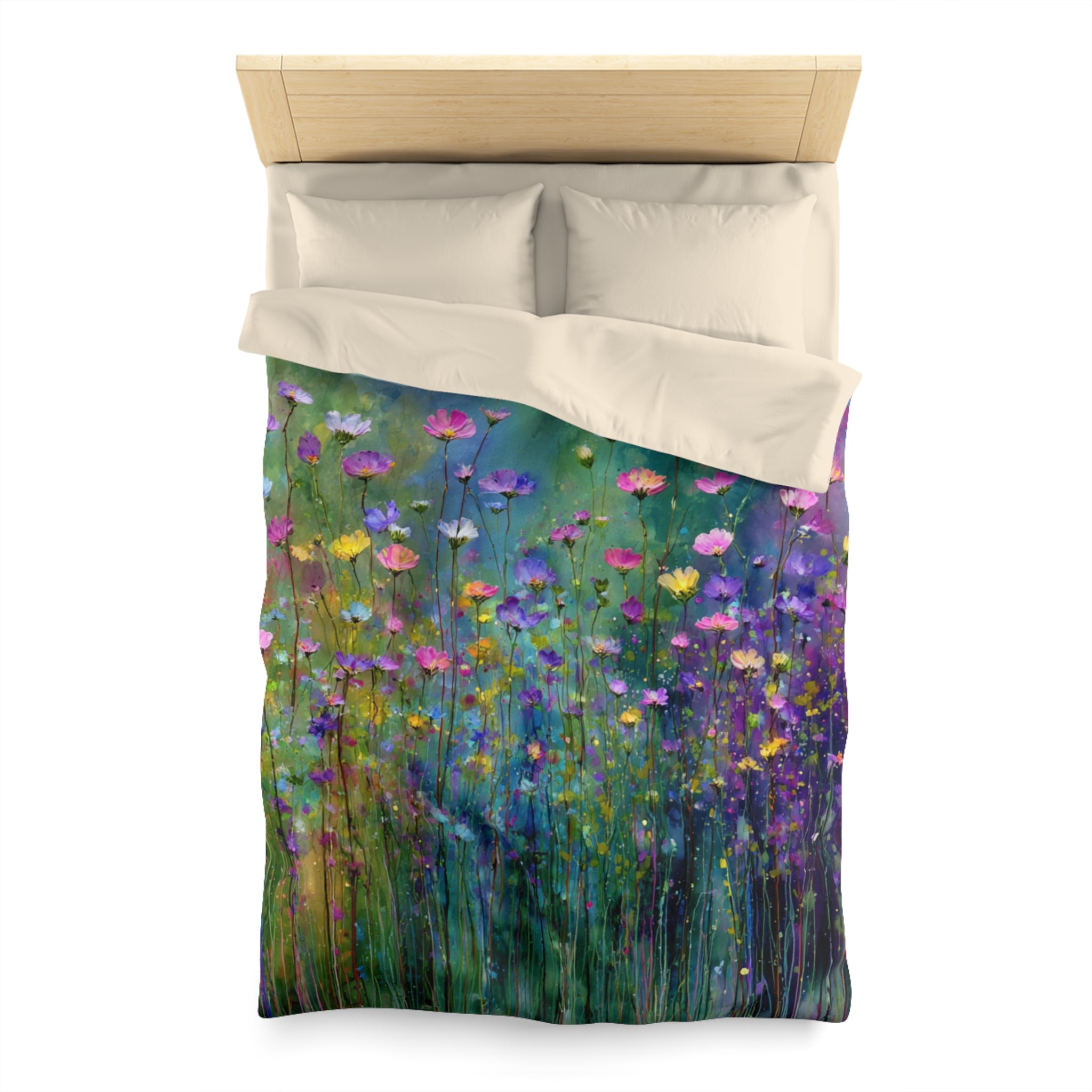 Floral Duvet, Pillow Cover | Green Purple Bedroom Decor