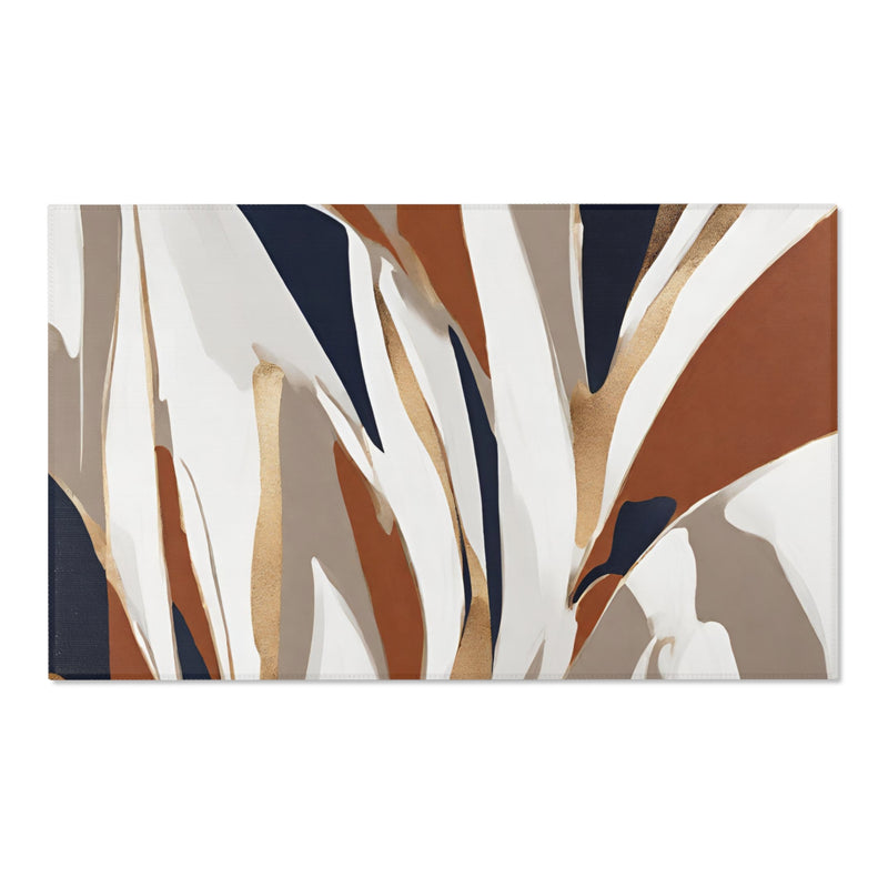 Abstract Area Accent Rug | Beige Rust, Navy blue White