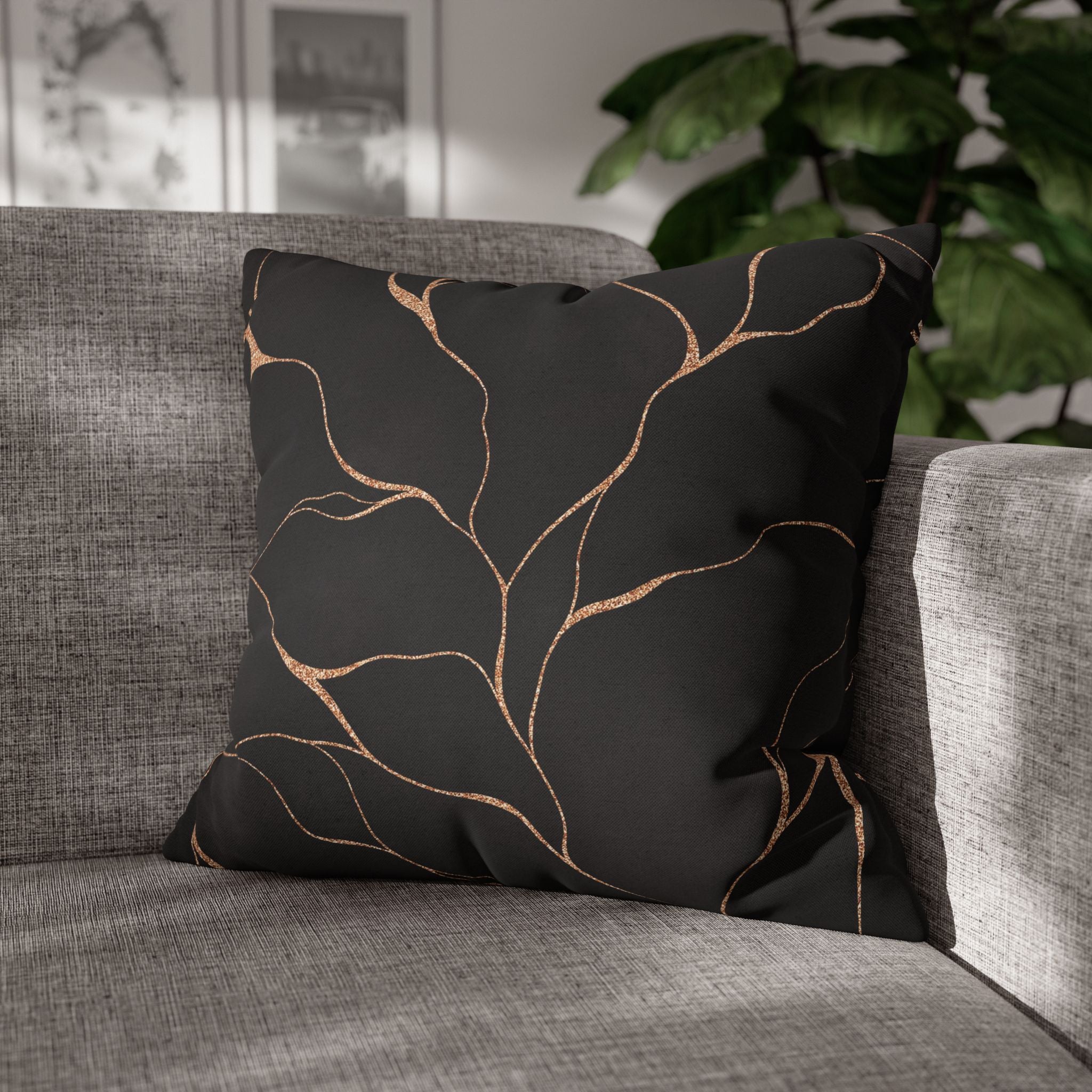 Abstract Pillow Cover | Black Beige Pillowcase