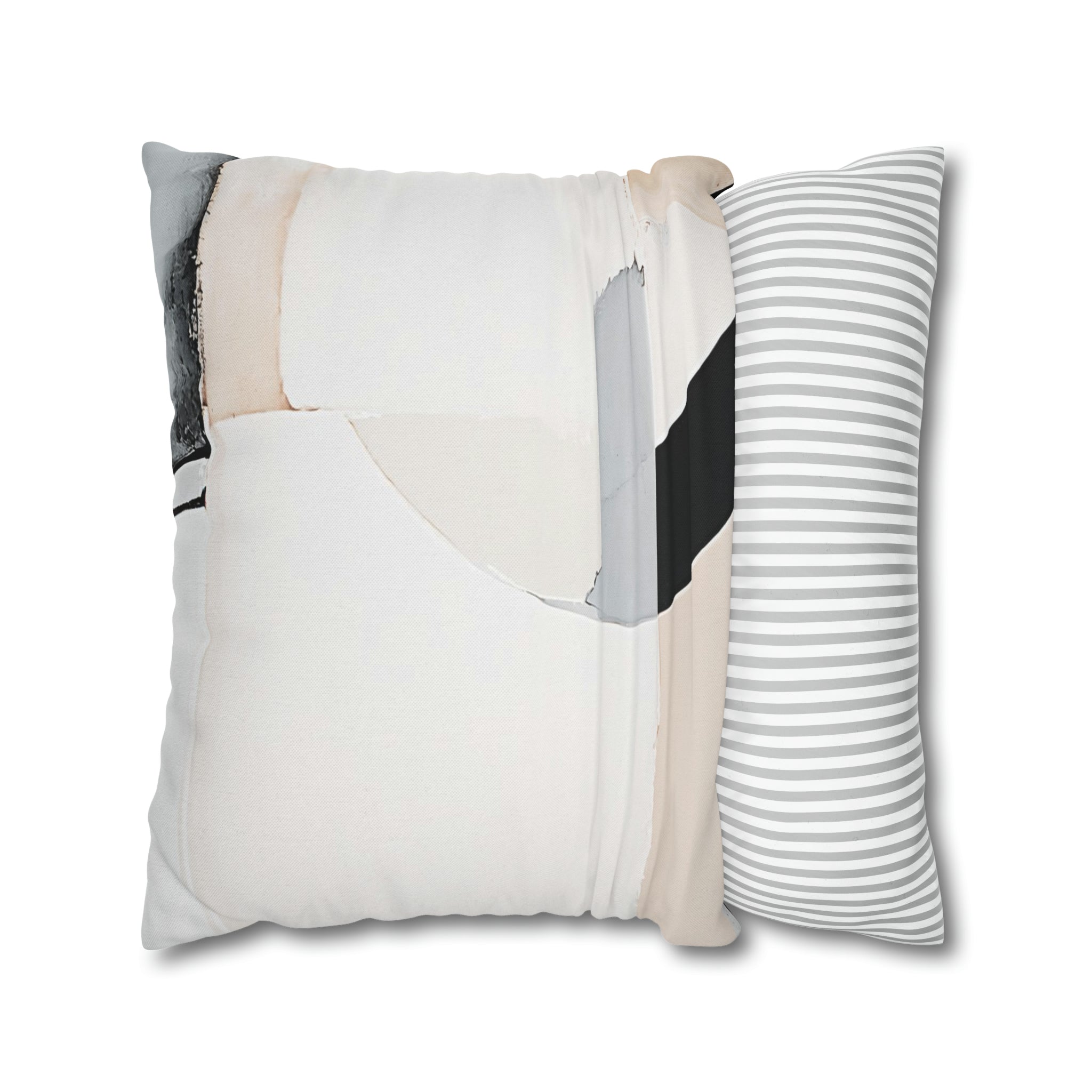 Cushion Throw Pillow Cover | Abstract Beige Grey Black White