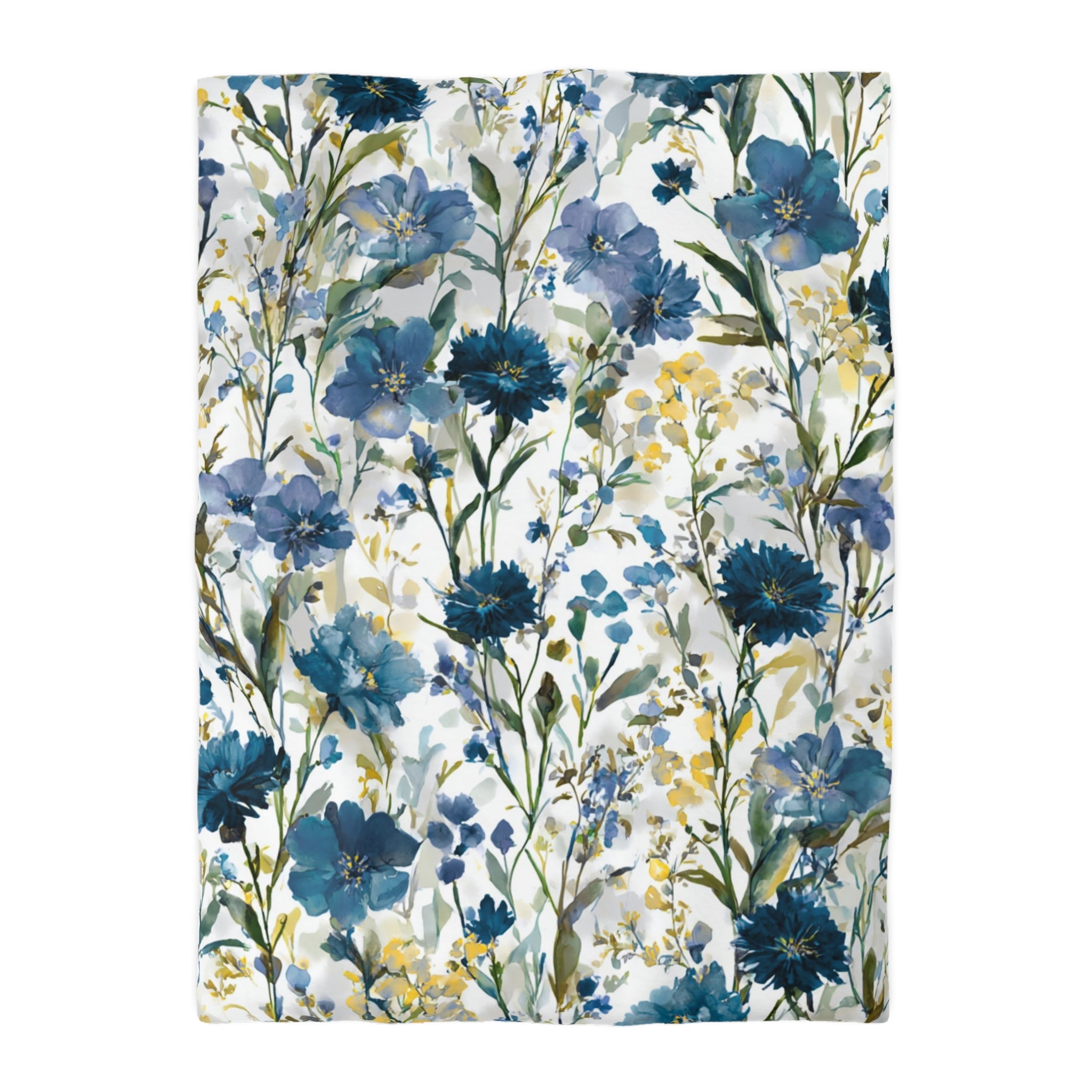 Floral Modern Duvet, Pillow Cover | Blue Yellow Bedroom Decor