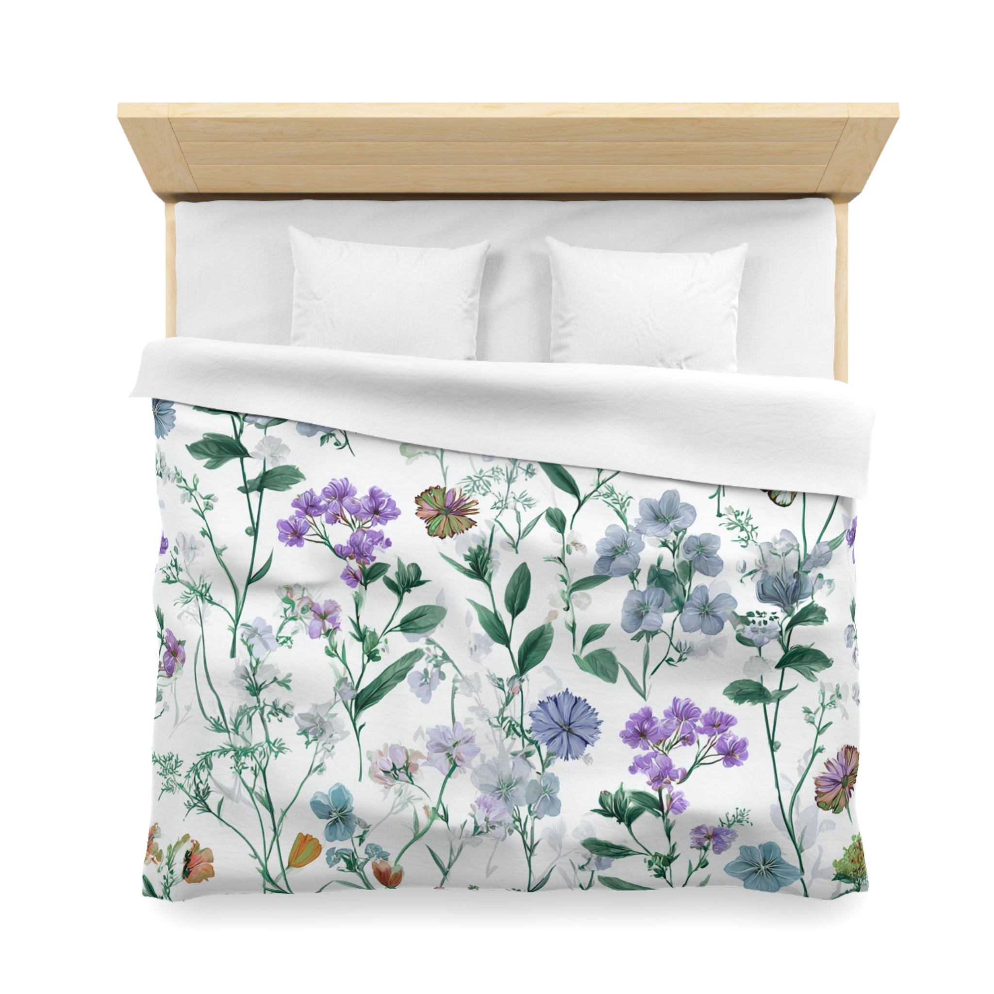 Floral Modern Duvet, Pillow Cover | White Green Bedroom Decor
