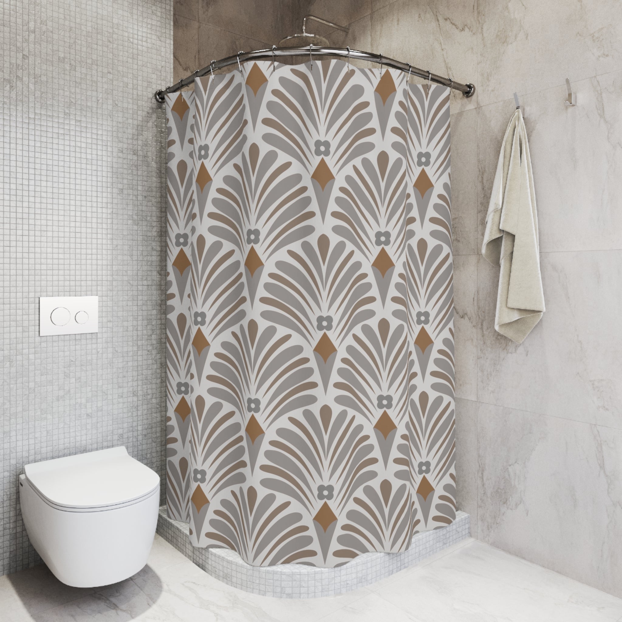 Floral Art Nouveau Shower Curtain | Grey Beige