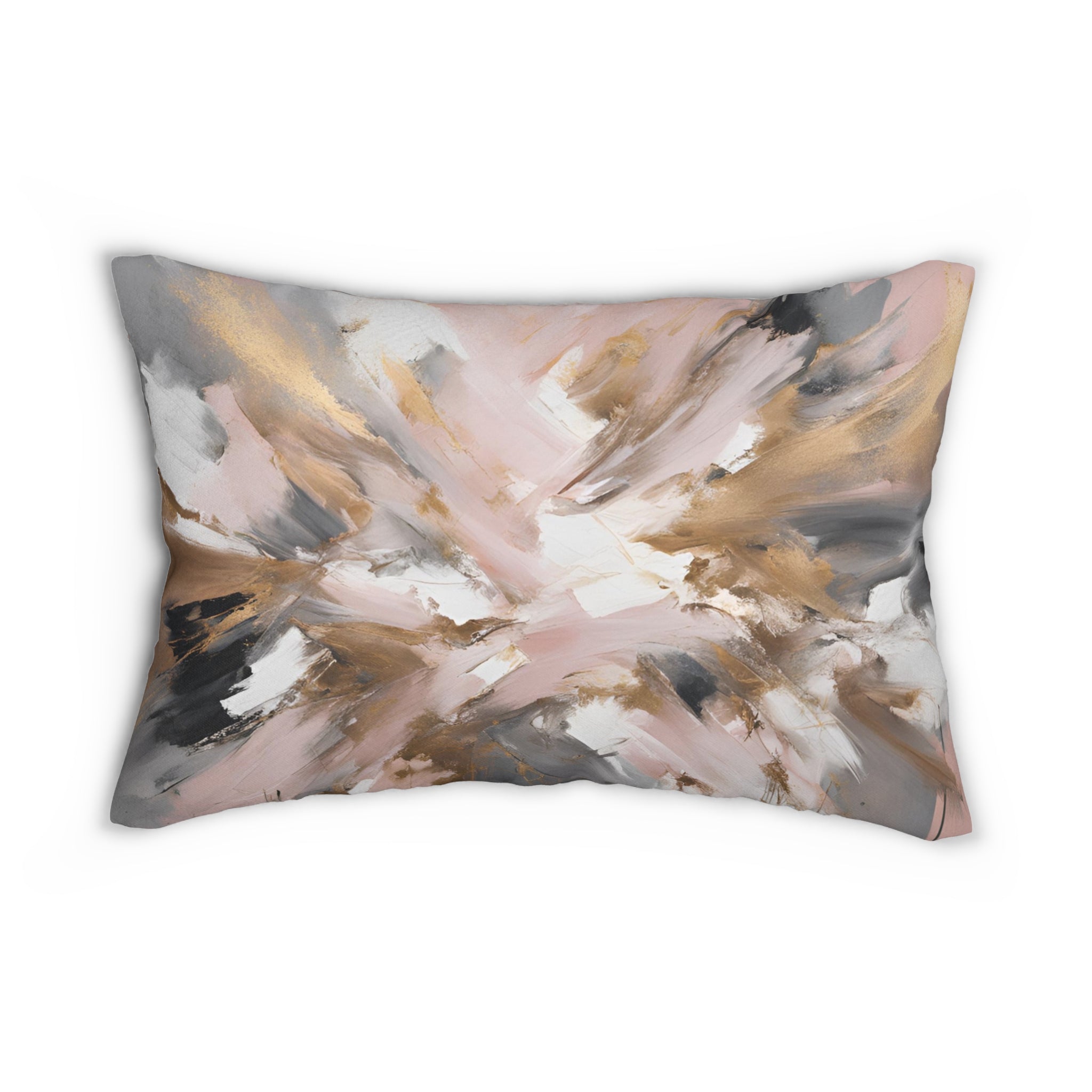 Abstract Lumbar Pillow | Beige, Blush Pink, Grey White