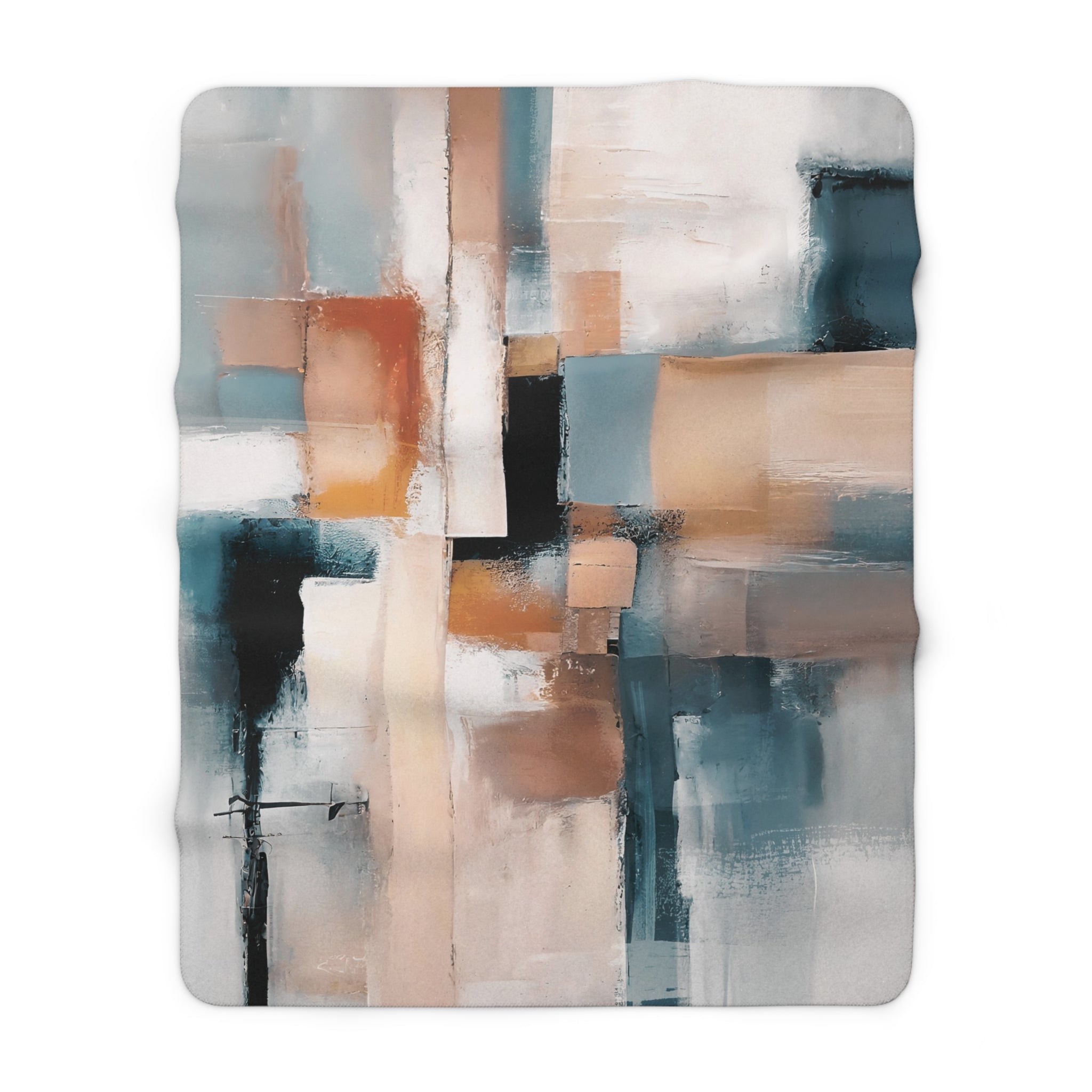 Abstract Throw Blanket | Navy Blue Beige White