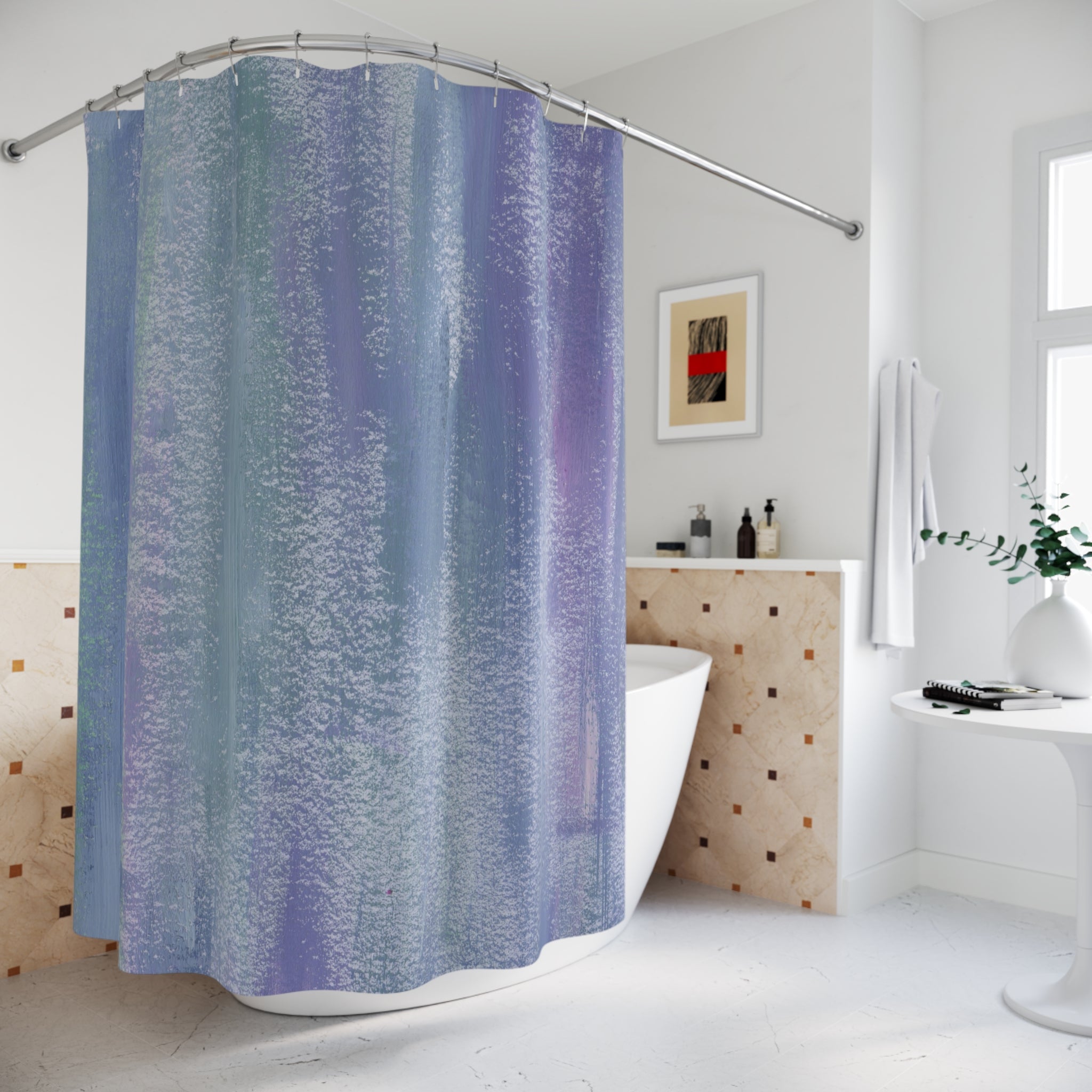 Textured Shower Curtain | Lavender Teal Ombre