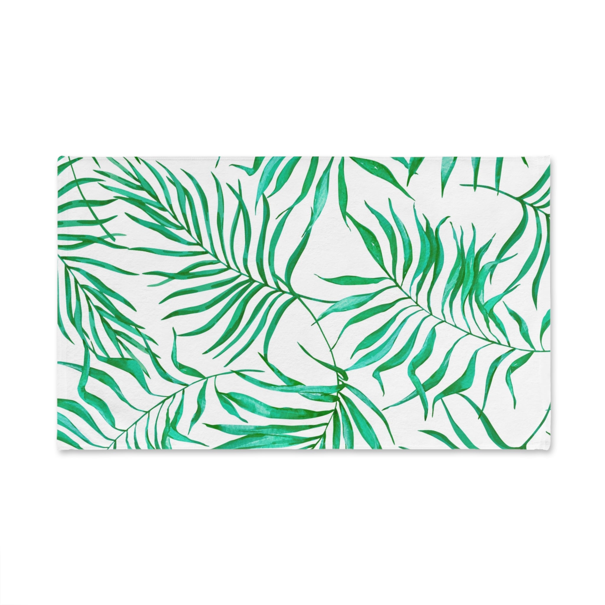 Kitchen, Bath Hand Towel | Tropical Green Palm Leaves, White