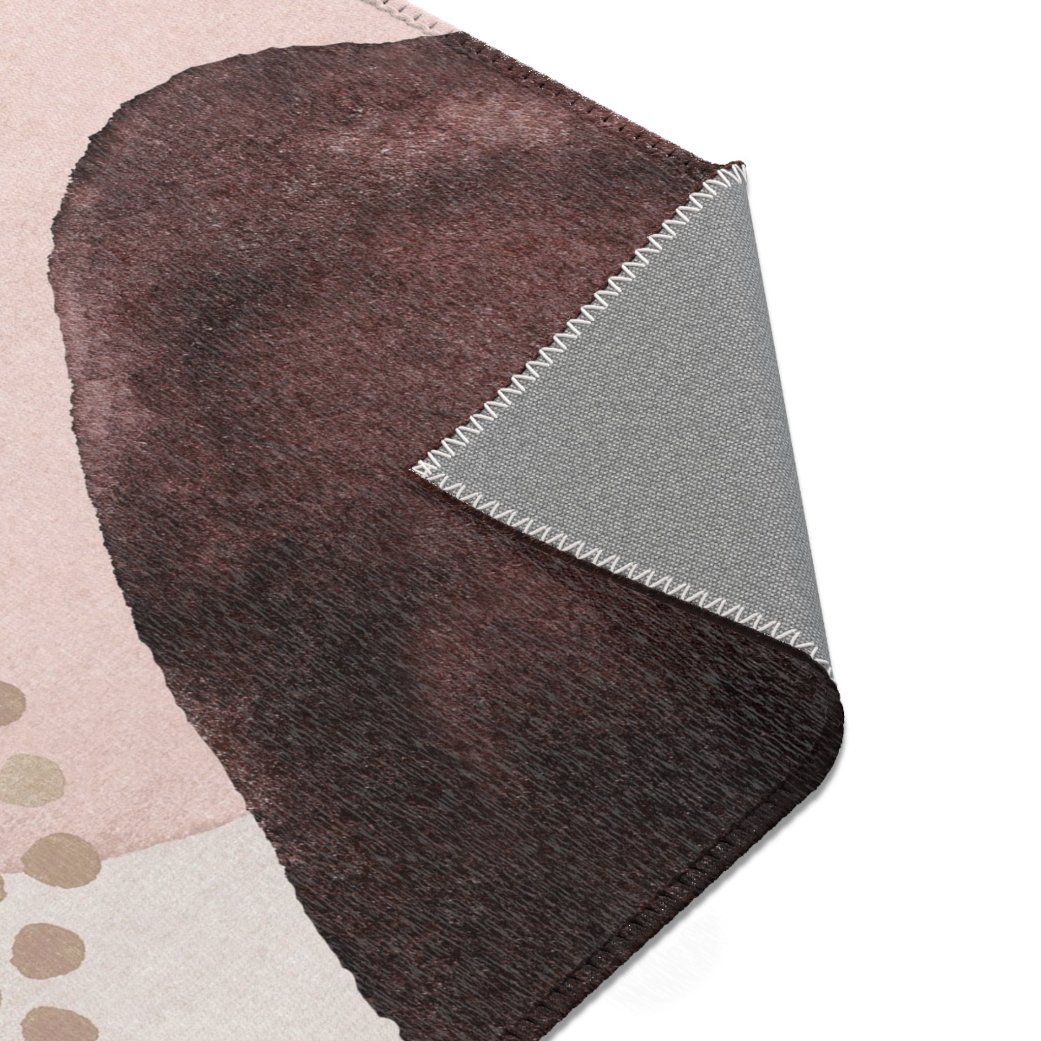 Abstract Area Rug | Watercolor Blush Pink Beige, Fade Brown