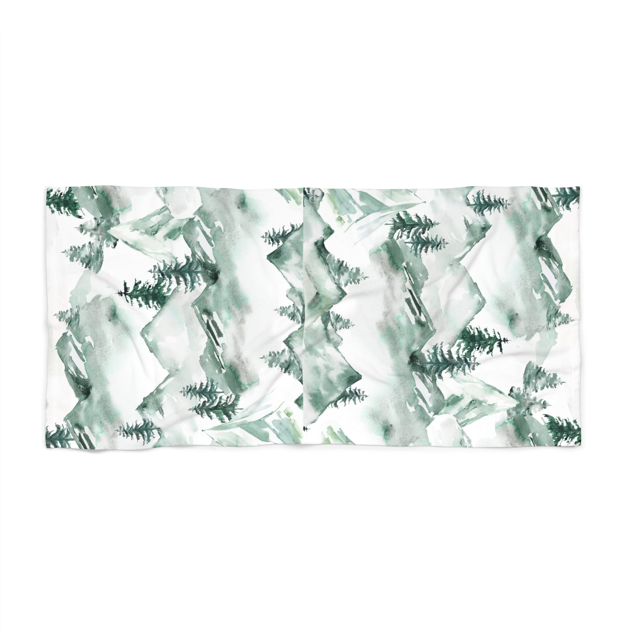 Floral Bath Beach Towel | White Sage Green Boho Mountain