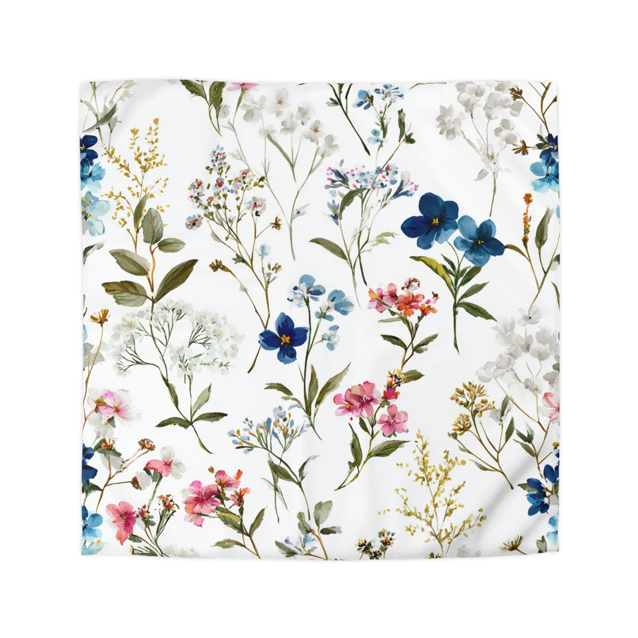 Floral Modern Duvet, Pillow Cover | White Green Bedroom Decor