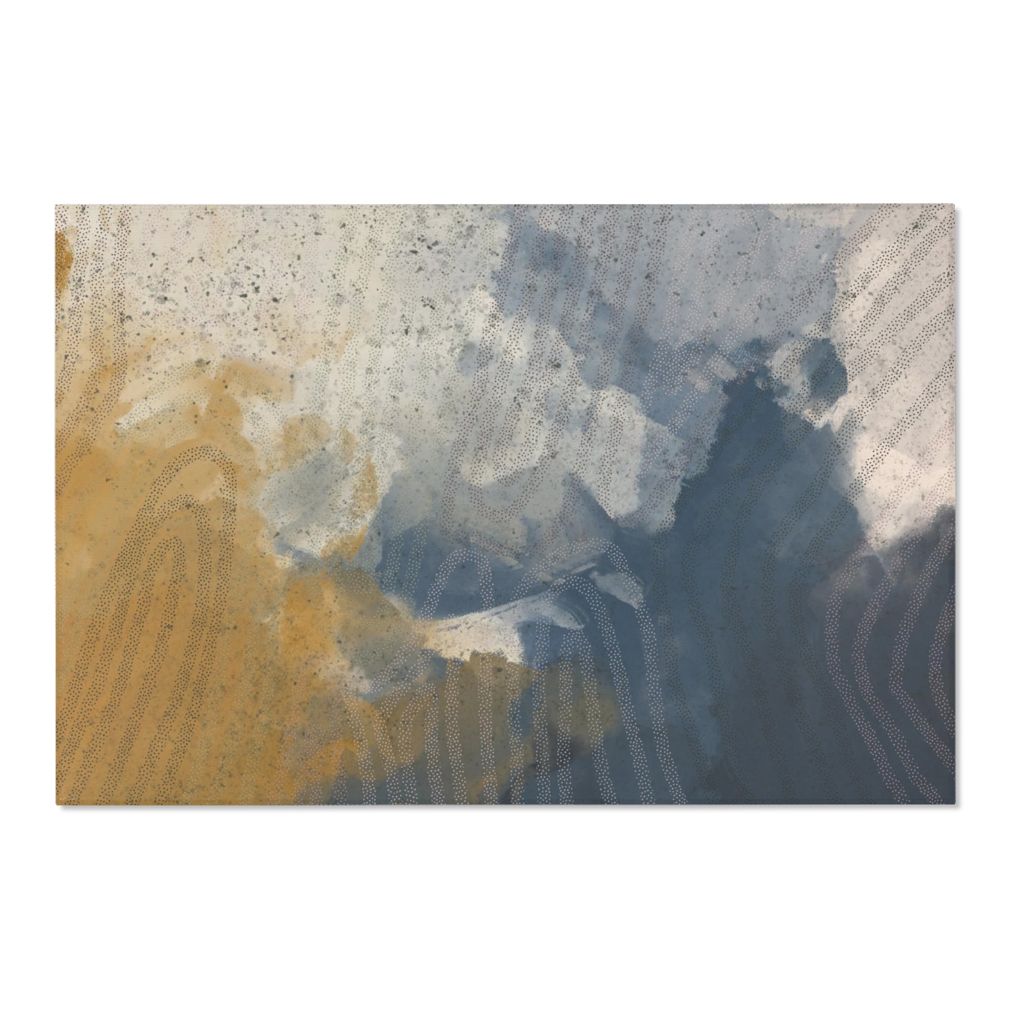 Abstract Area Rug | Mustard Navy Blue Ombre Watercolor