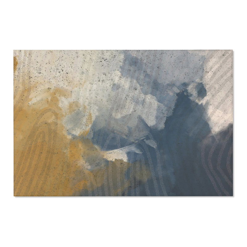 Abstract Area Rug | Mustard Navy Blue Ombre Watercolor