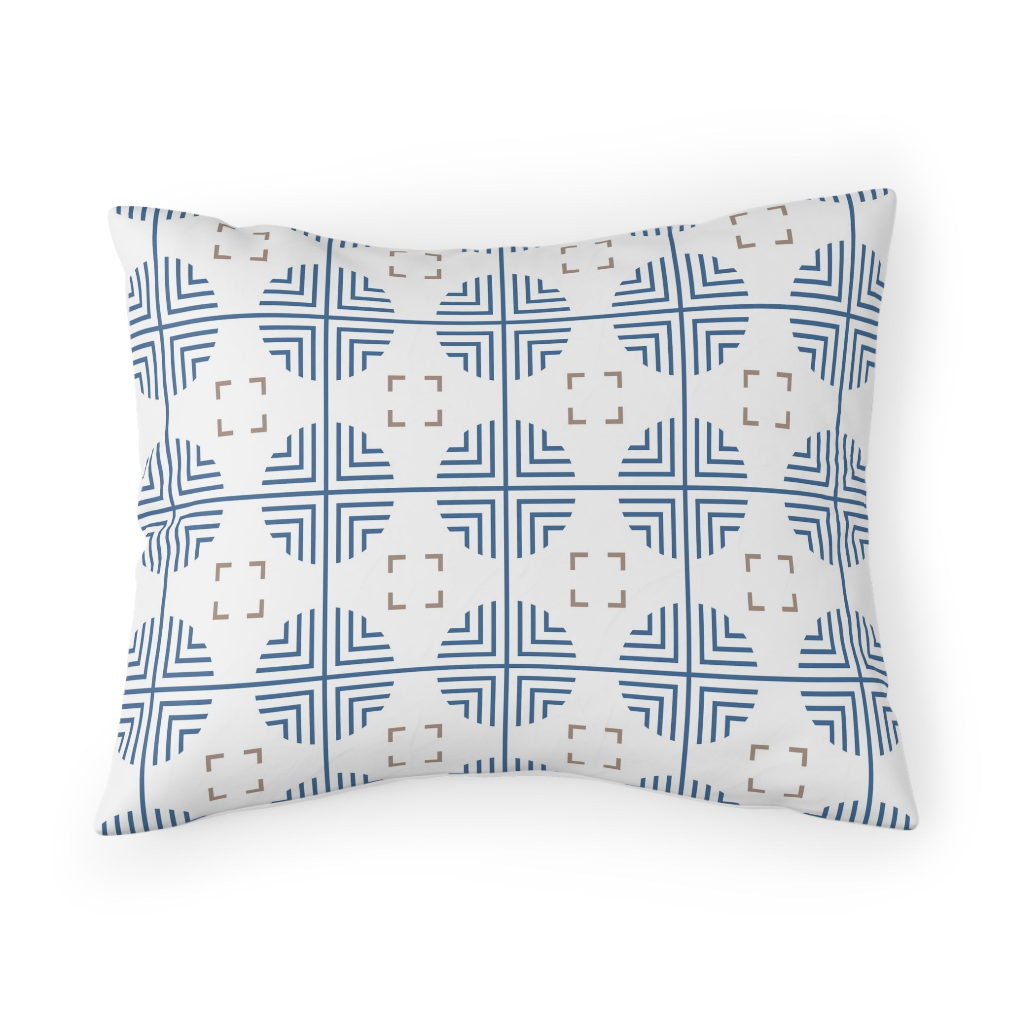 Retro Bedding Pillow Sham | Art Deco Blue, White, Beige