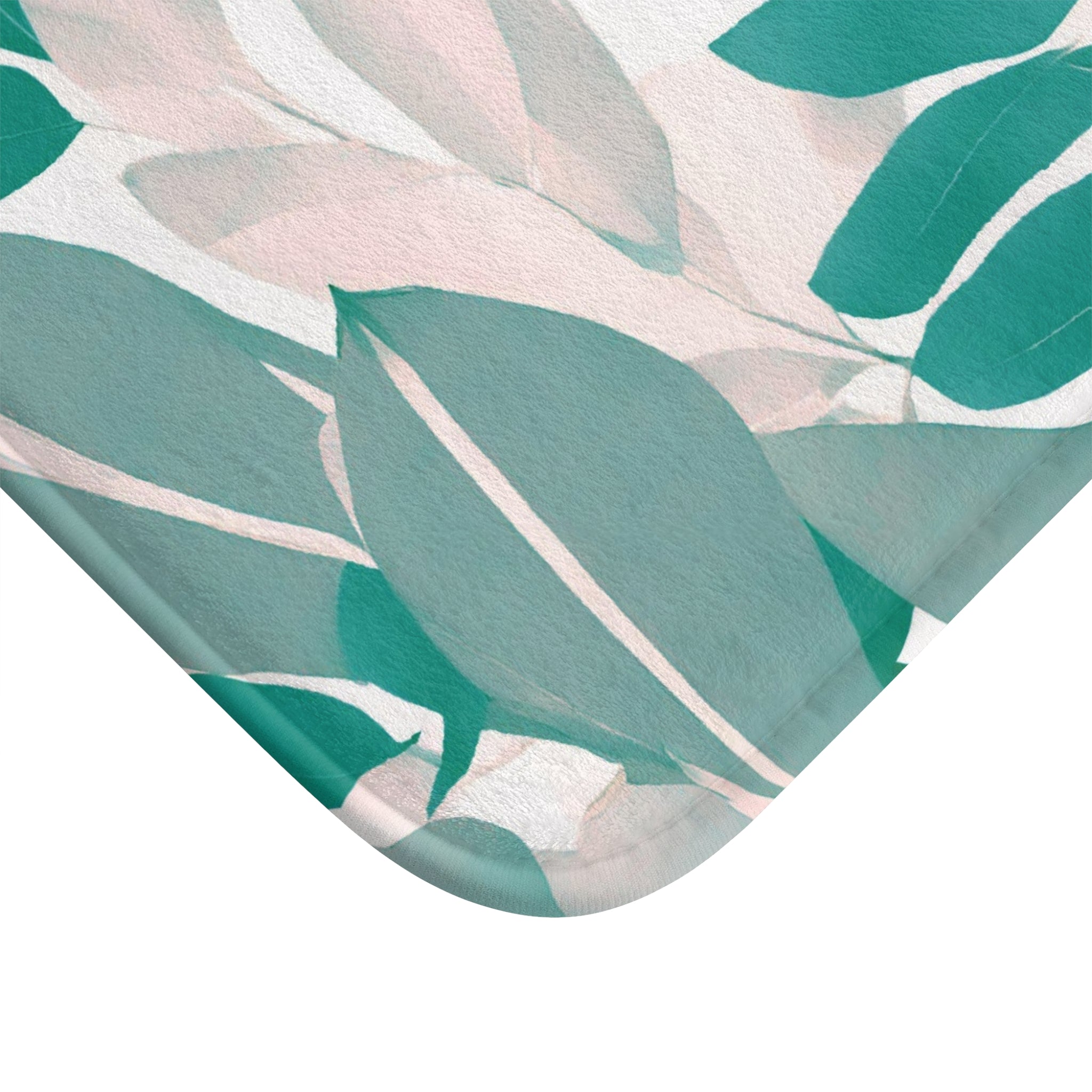 Kitchen, Bath Mat | Floral Sage Teal Green, Blush Pink