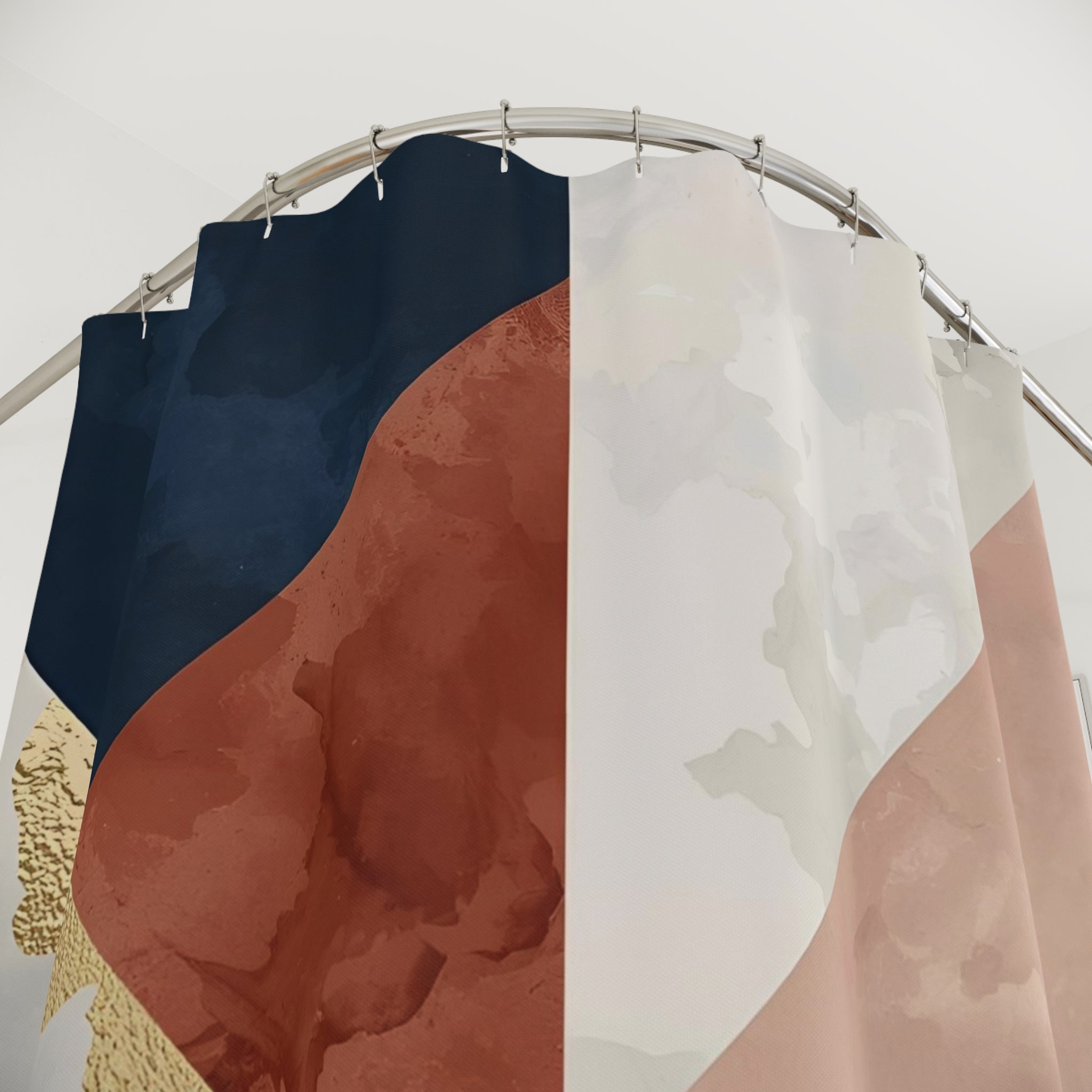 Boho Abstract Shower Curtain | Earthy Neutral Geometric Watercolor