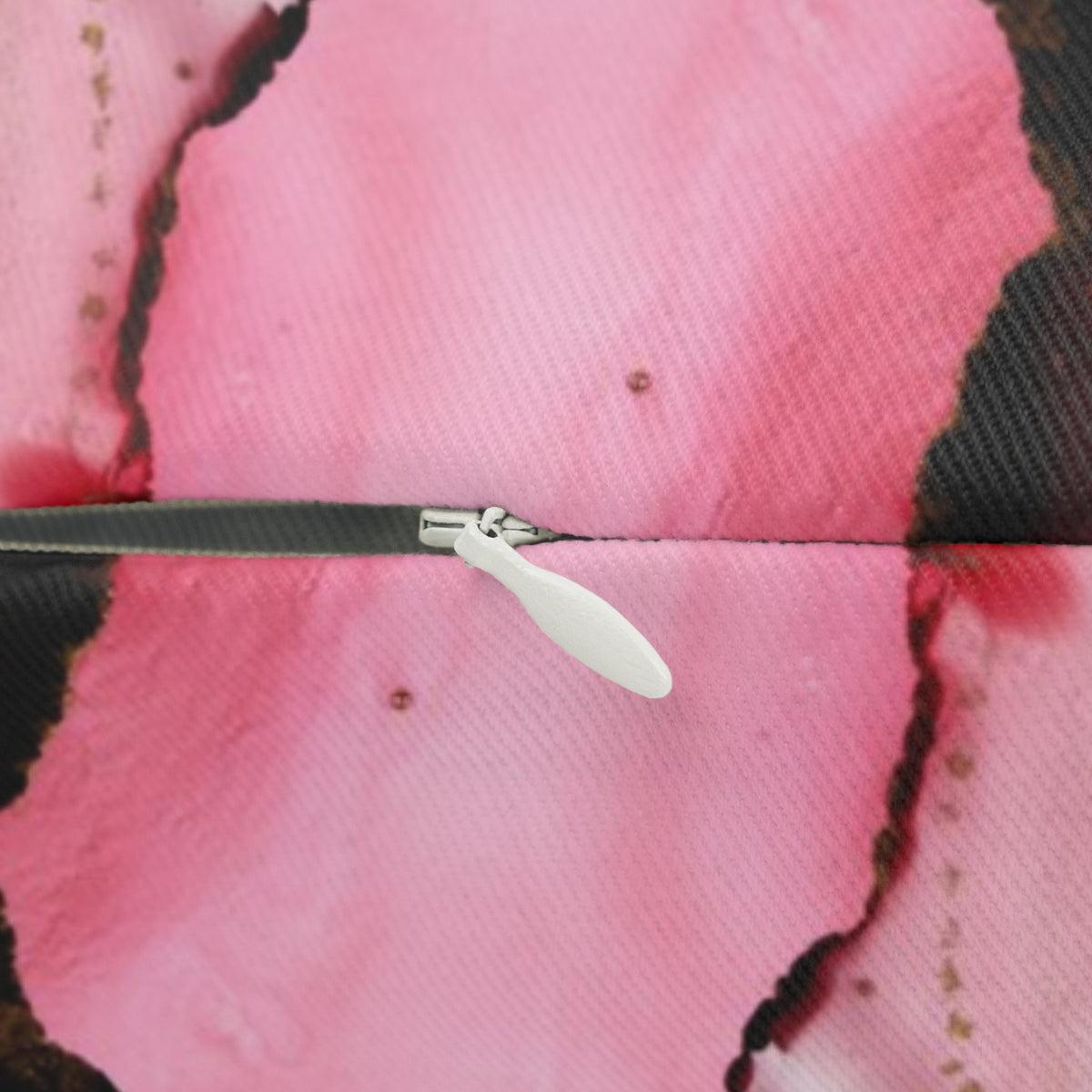 Mustard Taupe Pink Abstract Alcohol Ink Lumbar Pillow