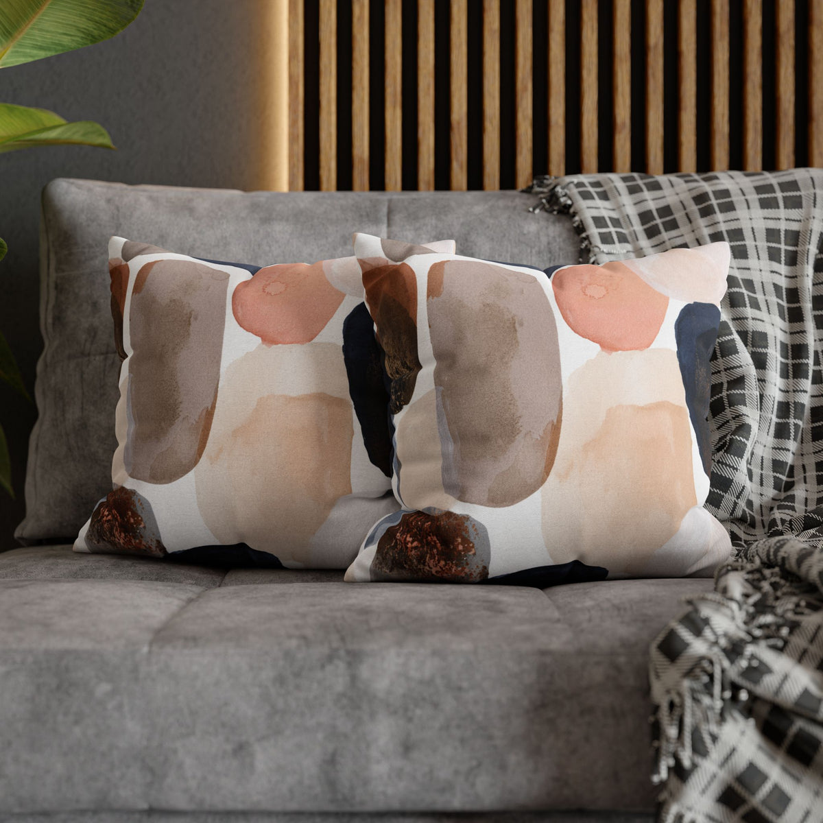 Abstract Pillow Cover | Navy Rust Pebble Stone Pillowcase
