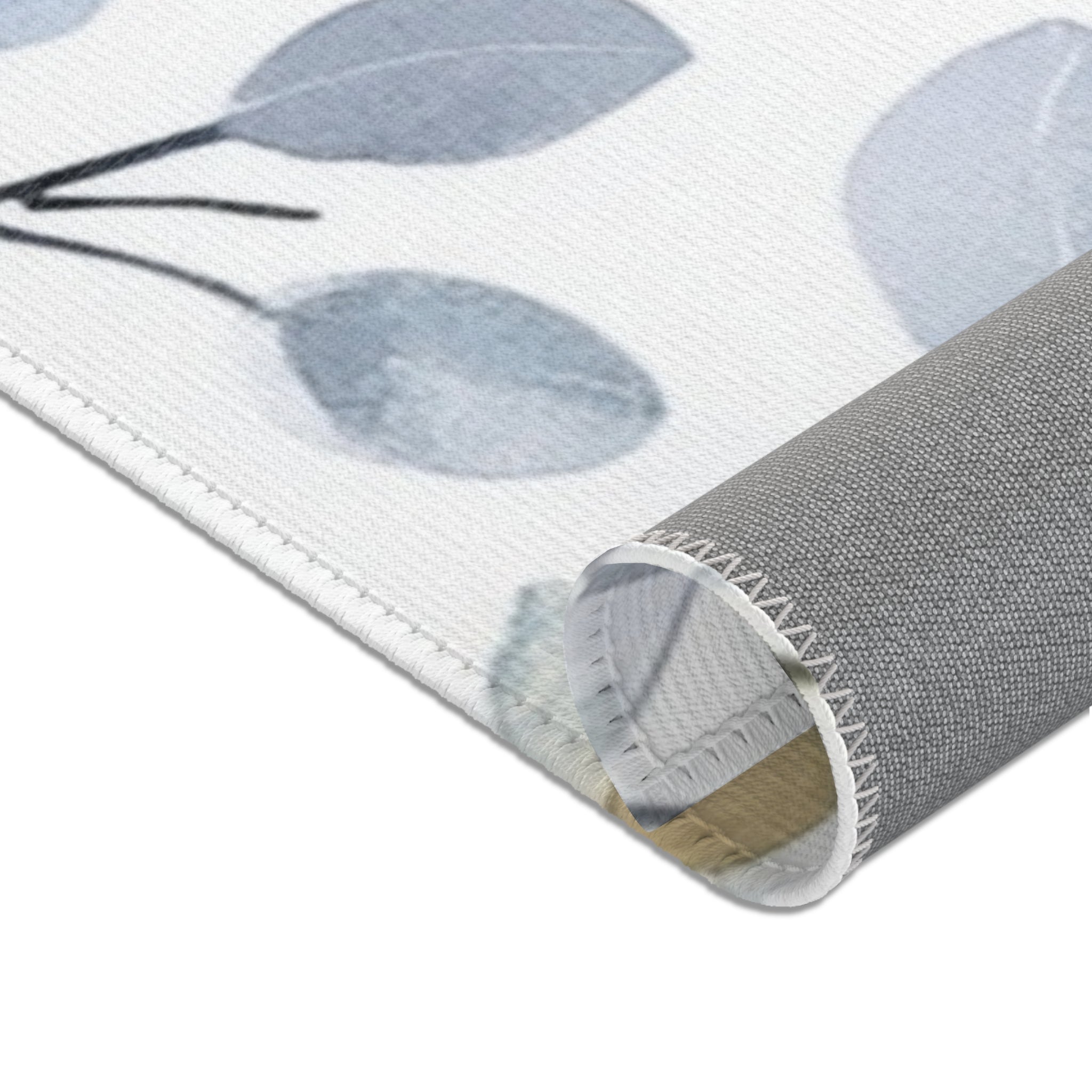 Floral Leaves Large Area Rug | Blue Modern Watercolor Rug