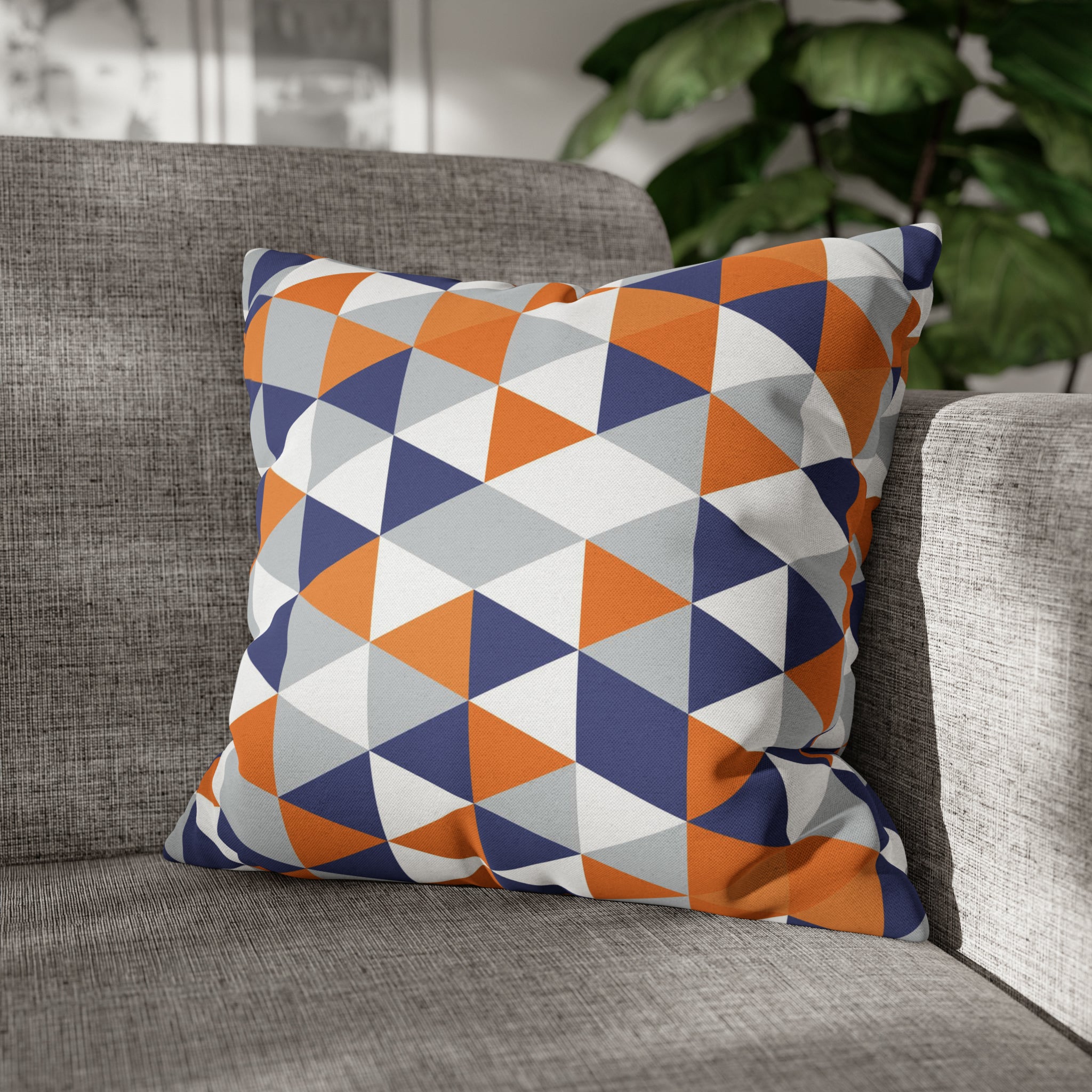 Abstract Pillow Cover | Orange Blue White Gray Geometric