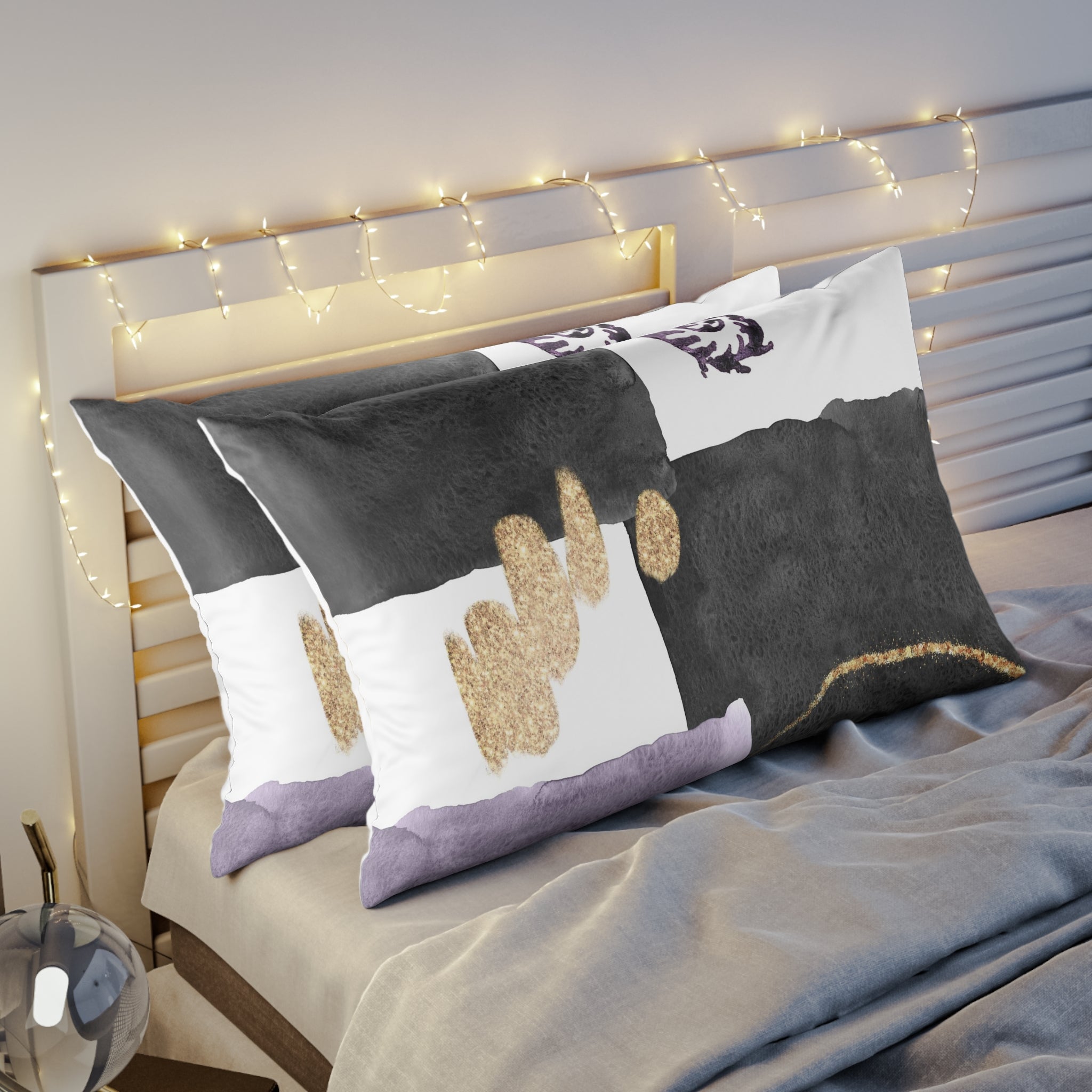 Bedding Pillow Sham | White Black Lavender Purple