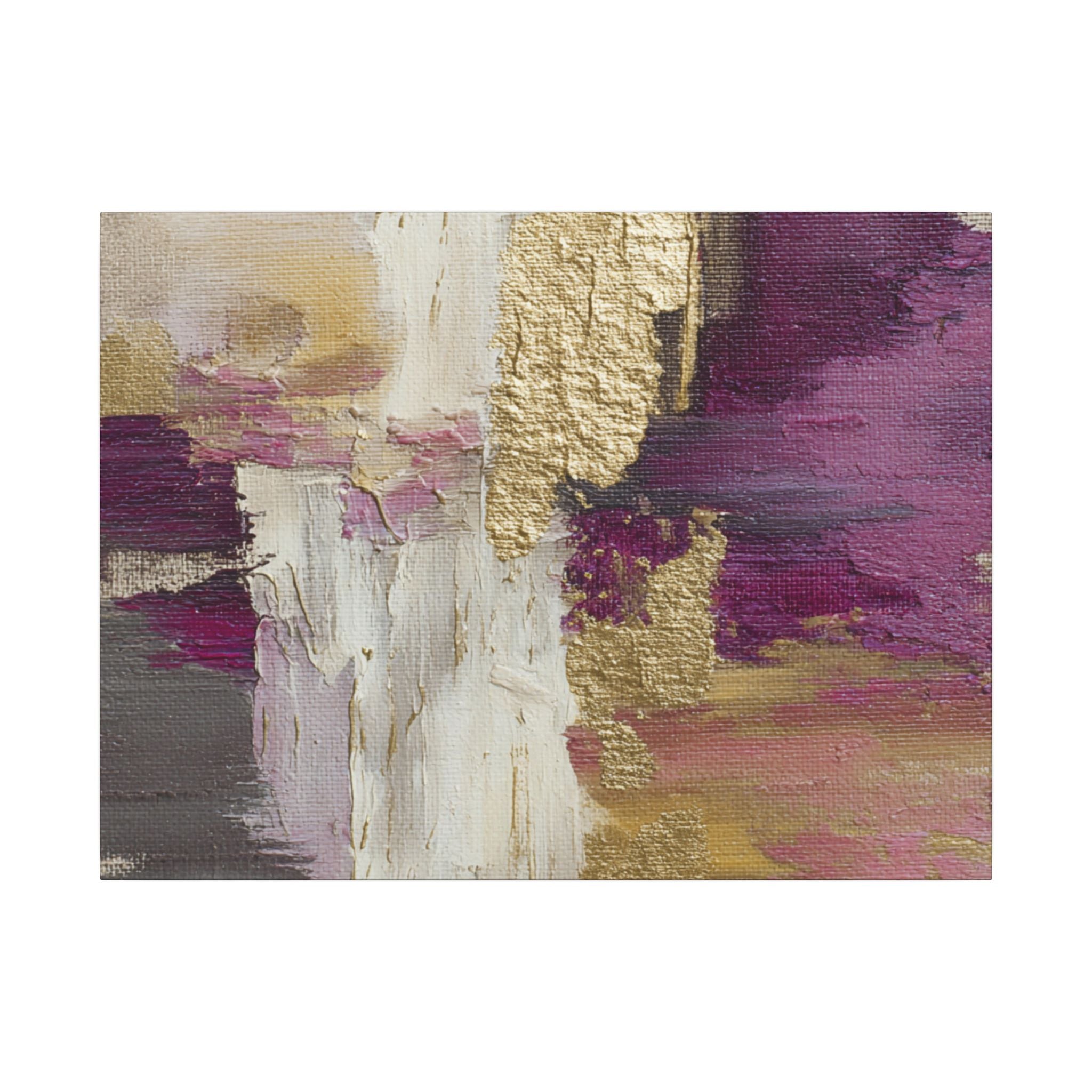 Purple & Muted Gold Abstract Canvas Wall Art – Modern Luxe Minimalist Painting Print