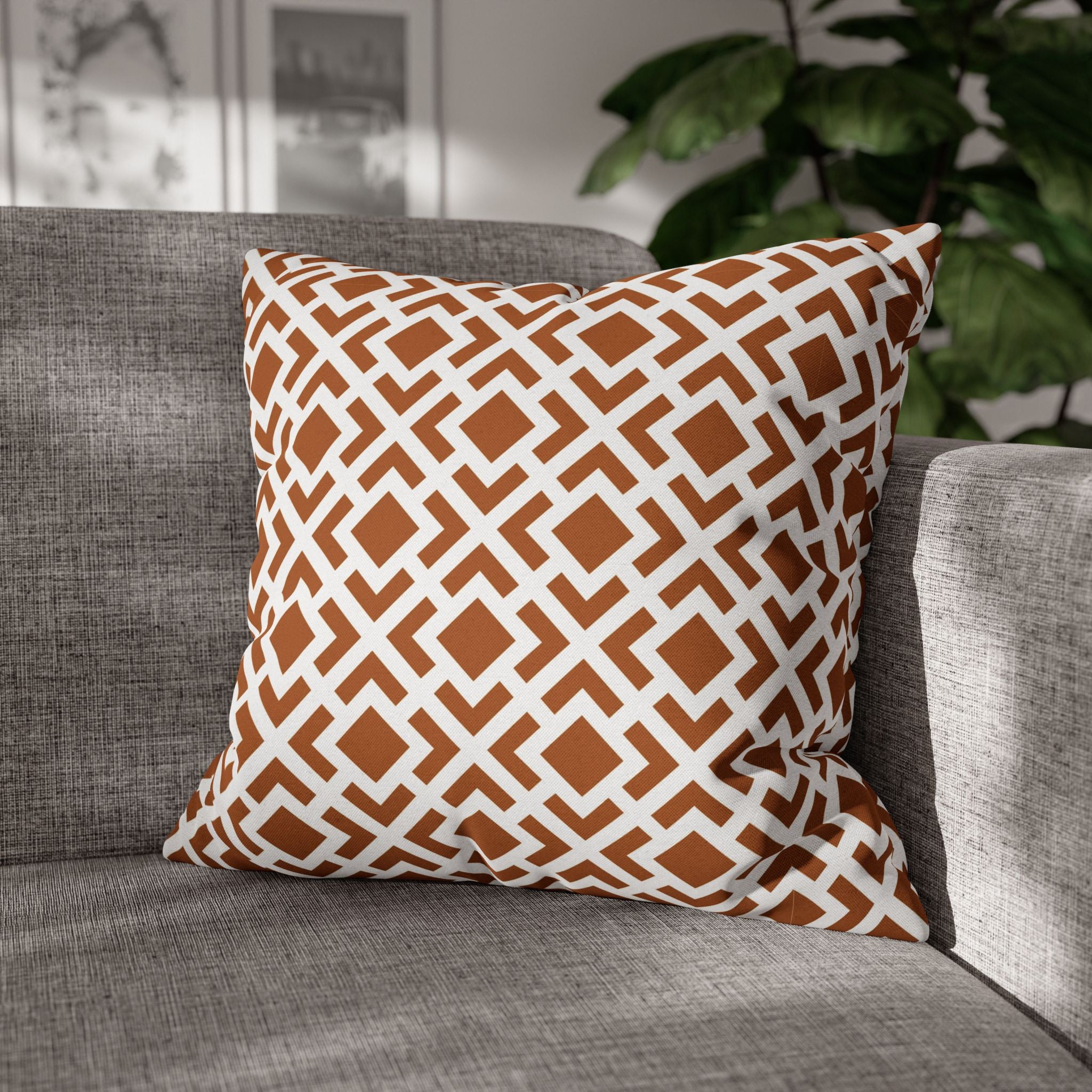 Geometric Pillow Cover | Brown White Pillowcase