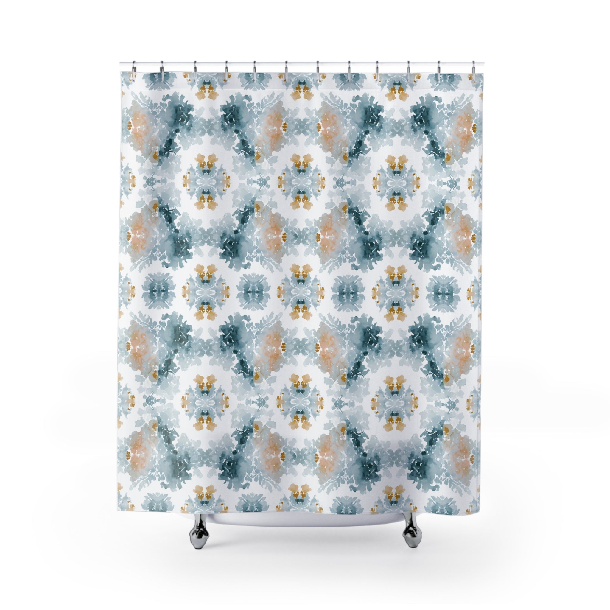 Coastal Shower Curtain | Blue Blush Mirrored Art