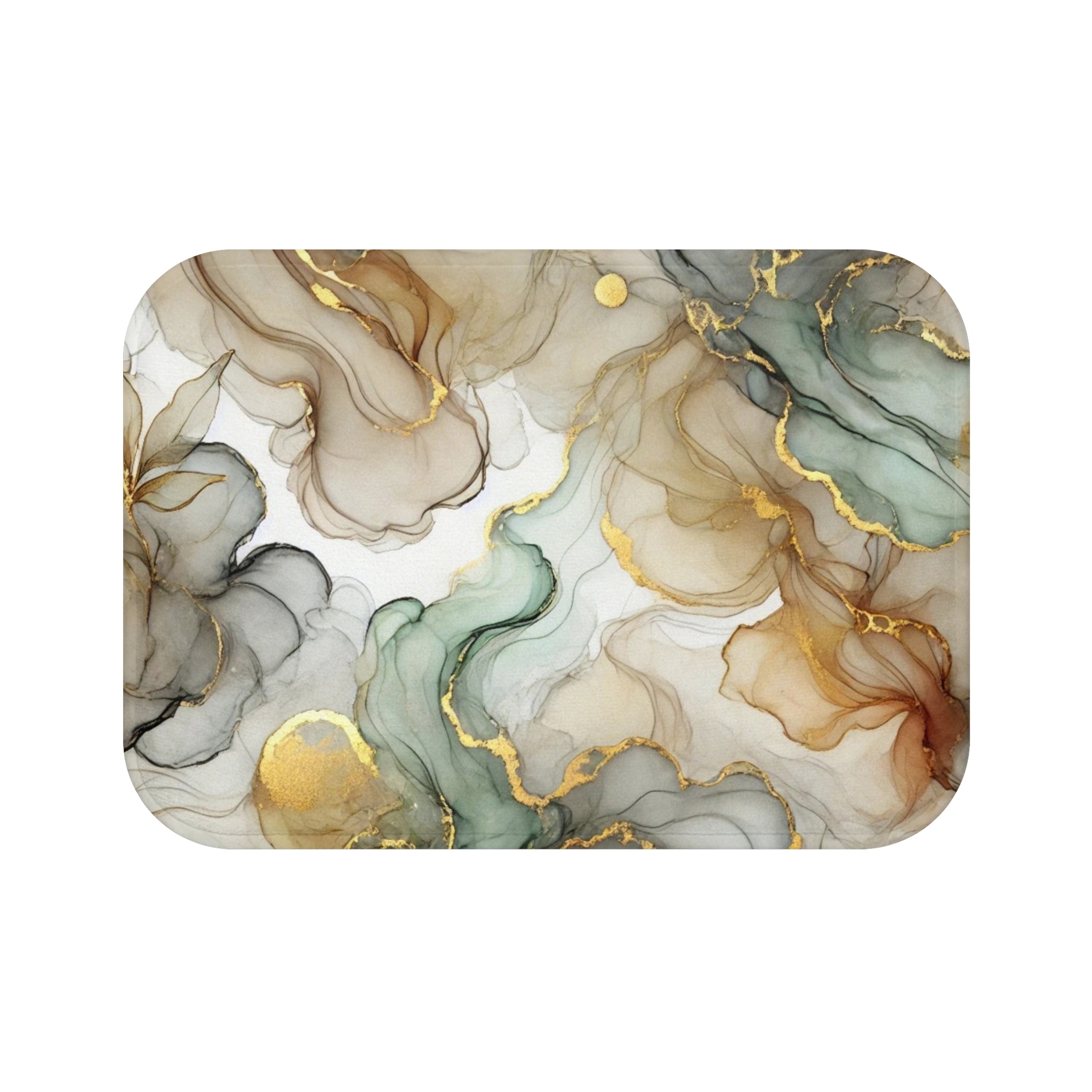 Abstract Bath Mat | Beige Green Watercolor Kitchen Mat