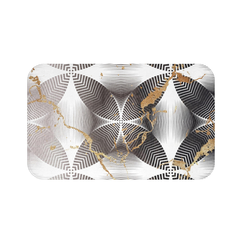 Abstract Bath Mat | White Beige, Taupe Black