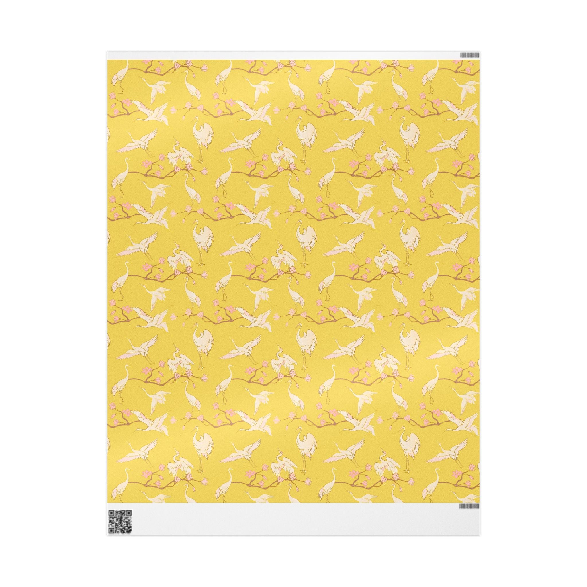 Japanese Yellow Wrapping Paper | Blush Pink Crane Stork Birds