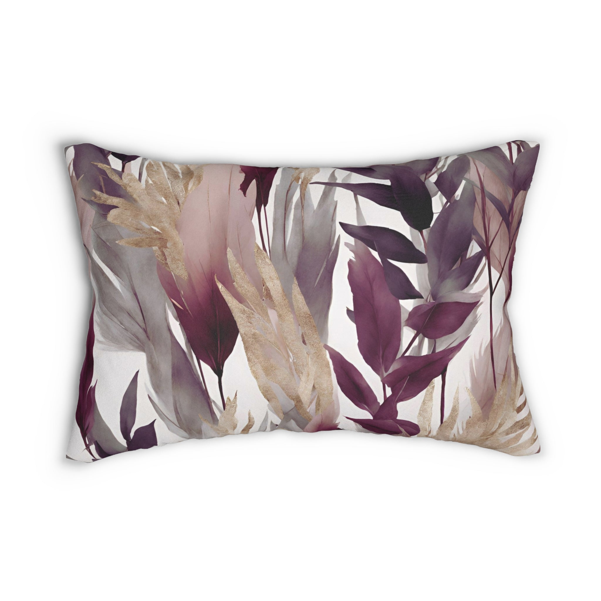 Abstract Floral Lumbar Pillow | Mauve Grey Beige White Watercolor