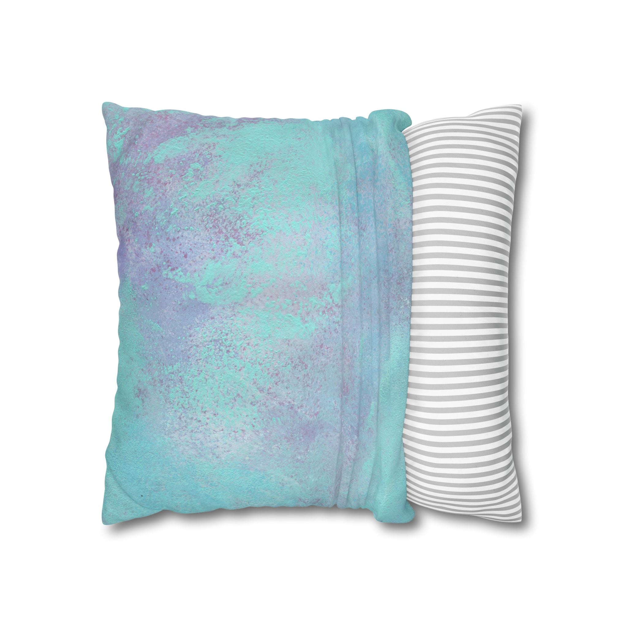 Square Poly Canvas Pillowcase | Mint Teal Turquoise, Lavender