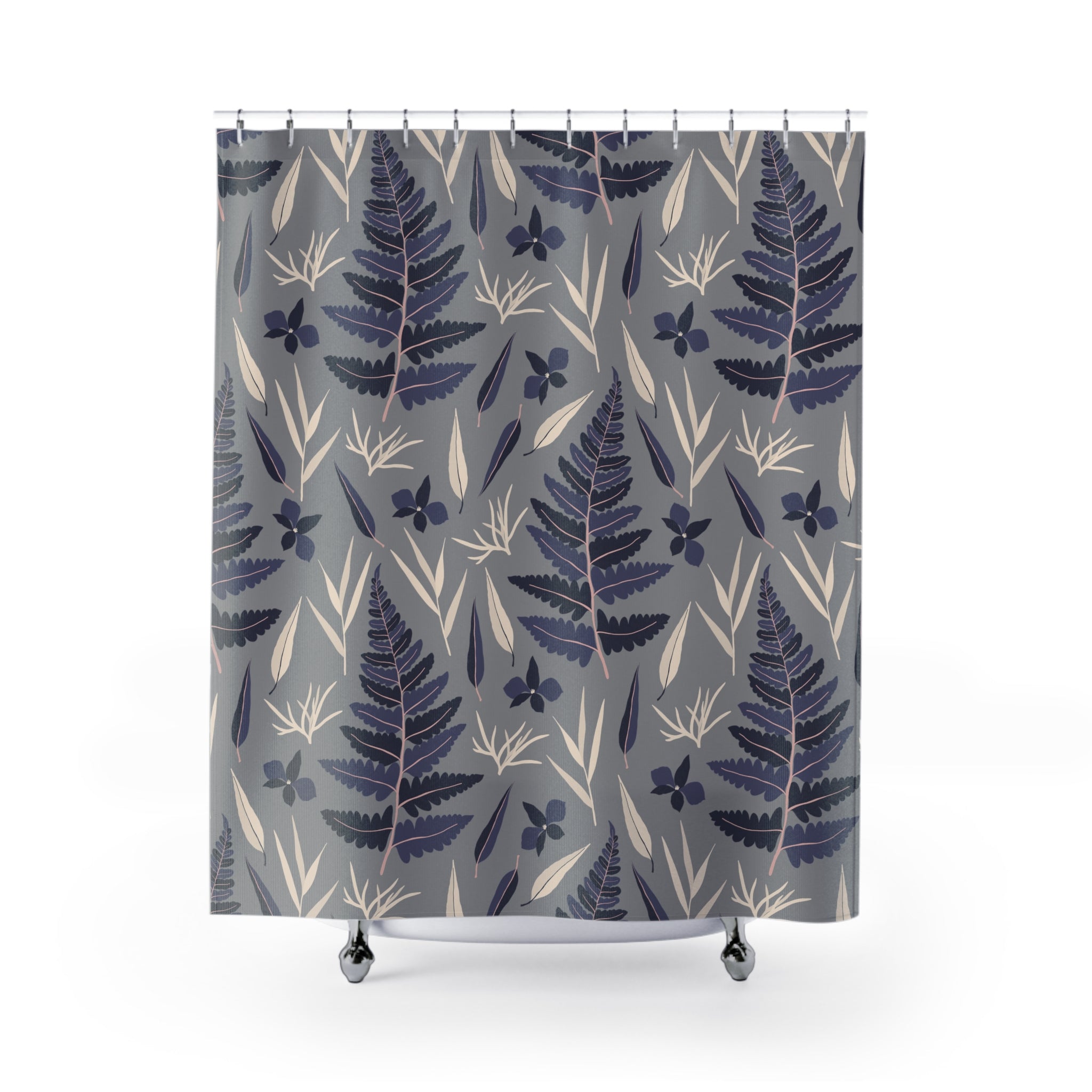 Boho Shower Curtain | Winter Scandinavian Leaves