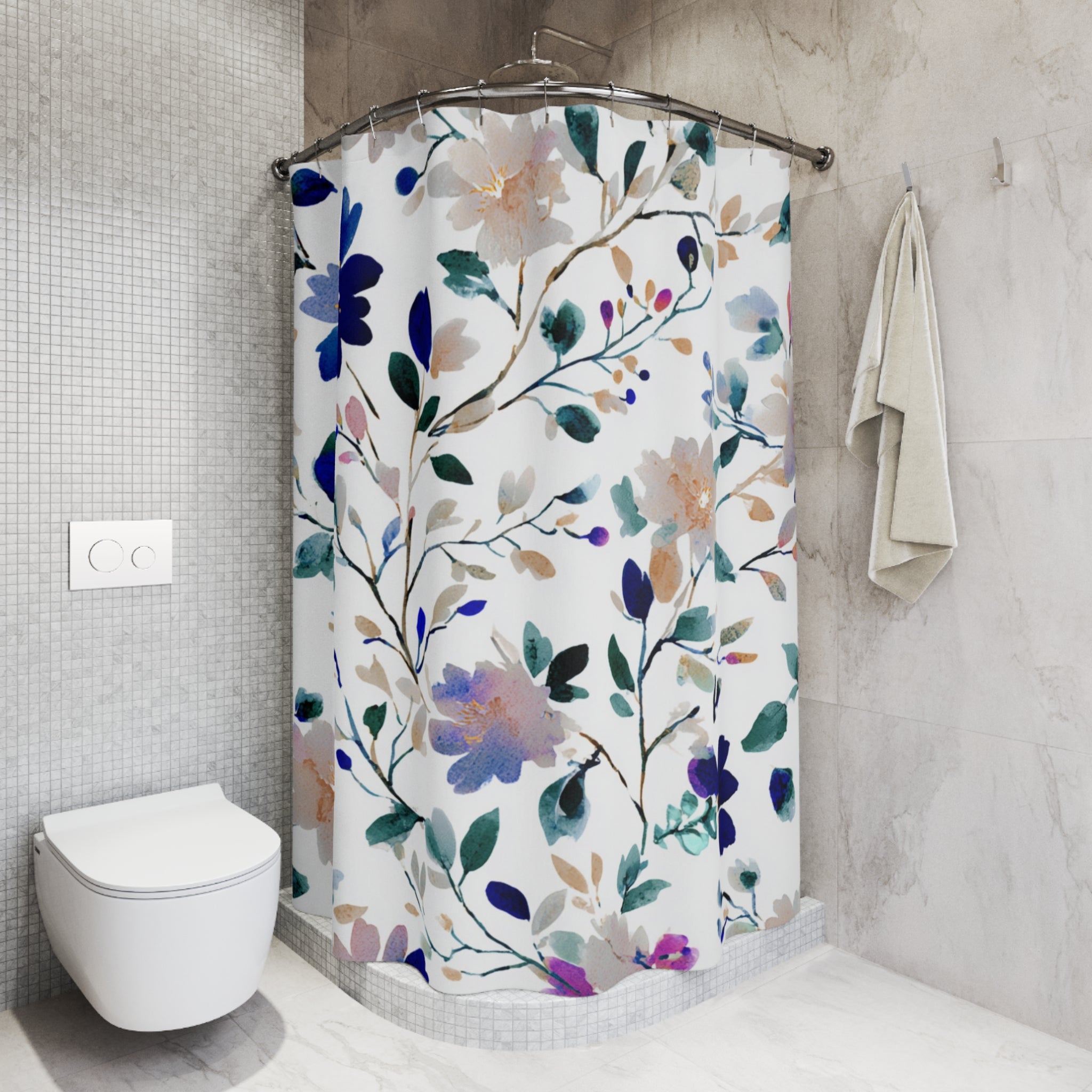 Boho Abstract Shower Curtain | Floral Watercolor