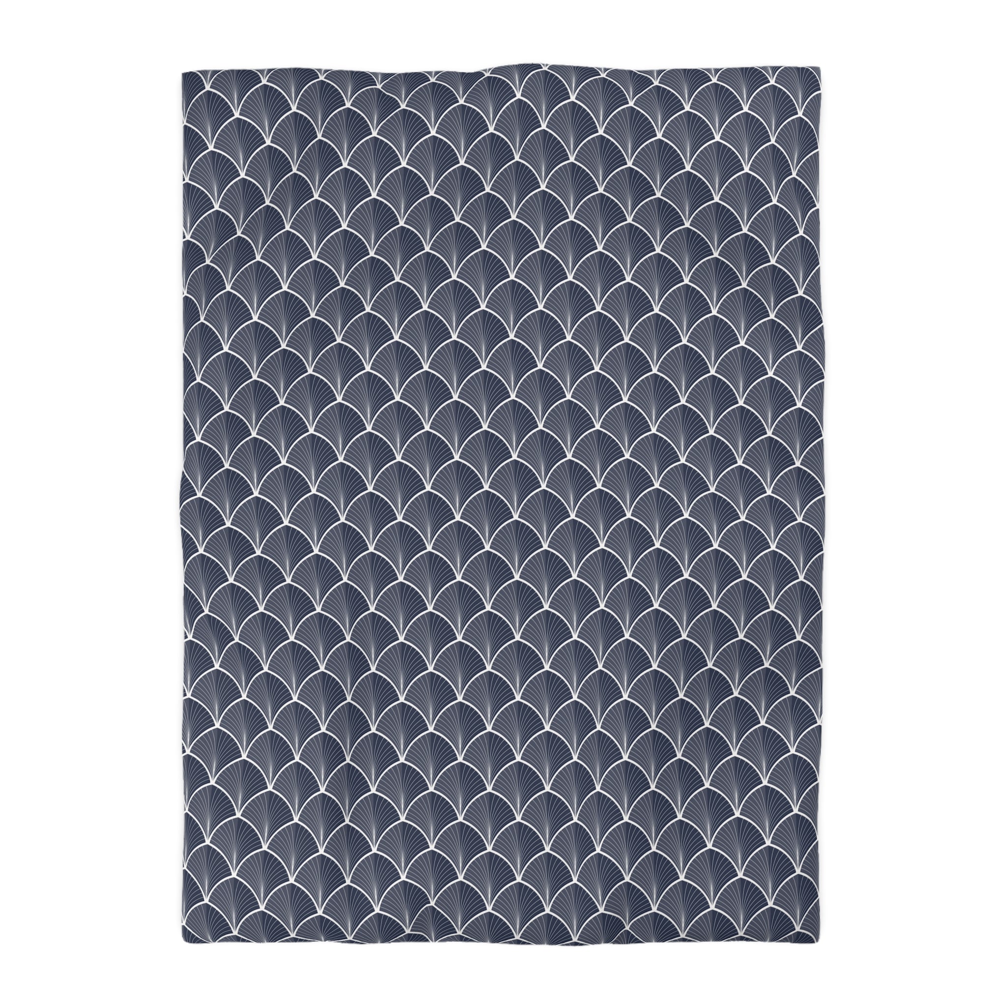 Art Deco Duvet, Pillow Cover | Navy Blue White Fan Bedroom Decor