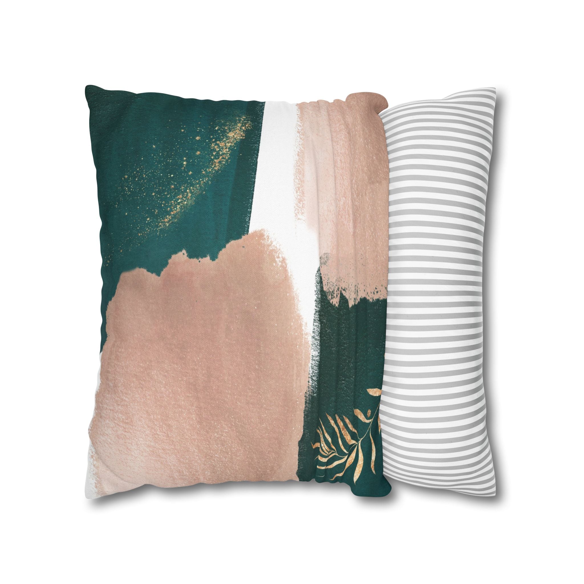 Abstract Throw Pillow Cover, Forest Green Modern Organic Decor Cushion