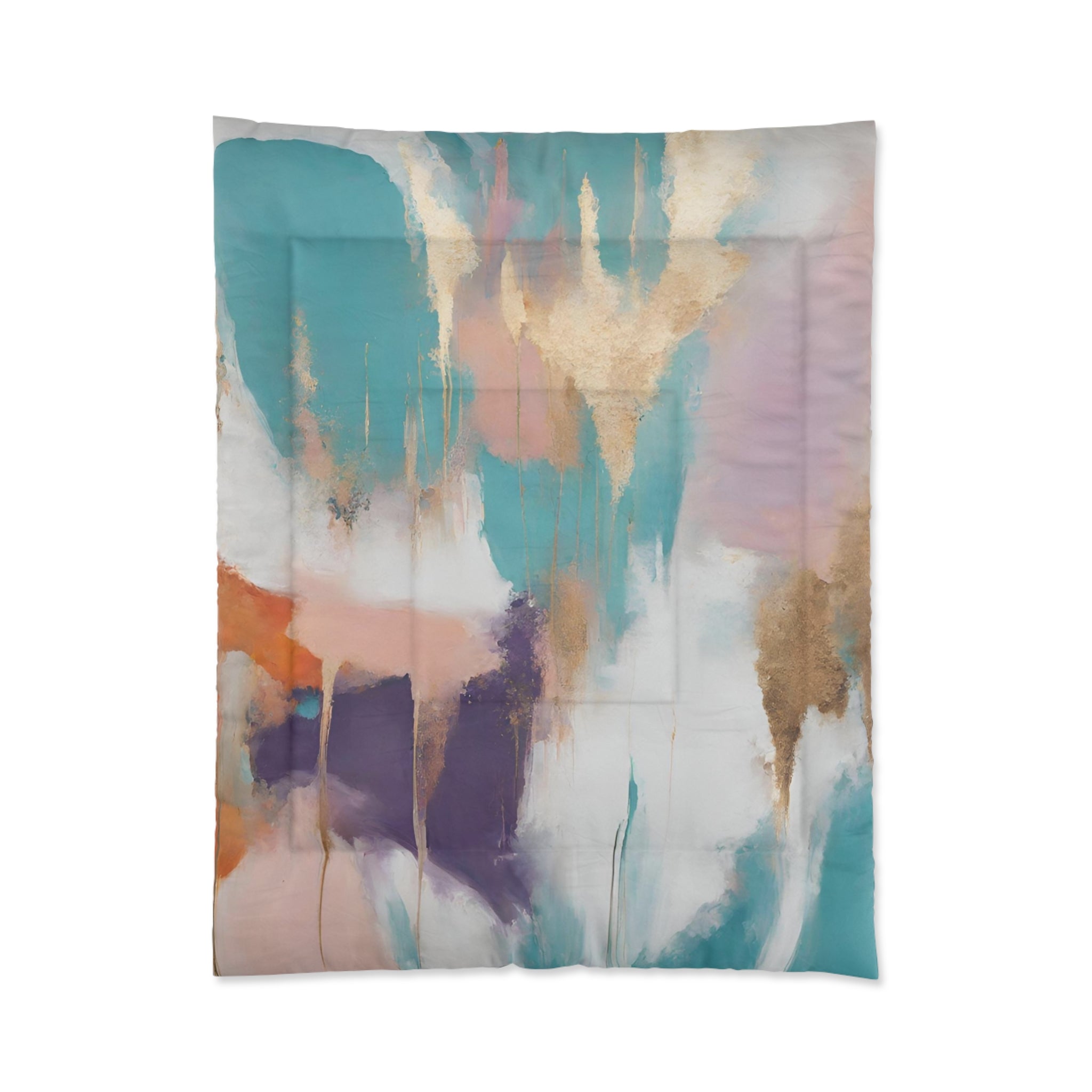 Abstract Comforter | Teal Blue, Purple, Orange, Gold